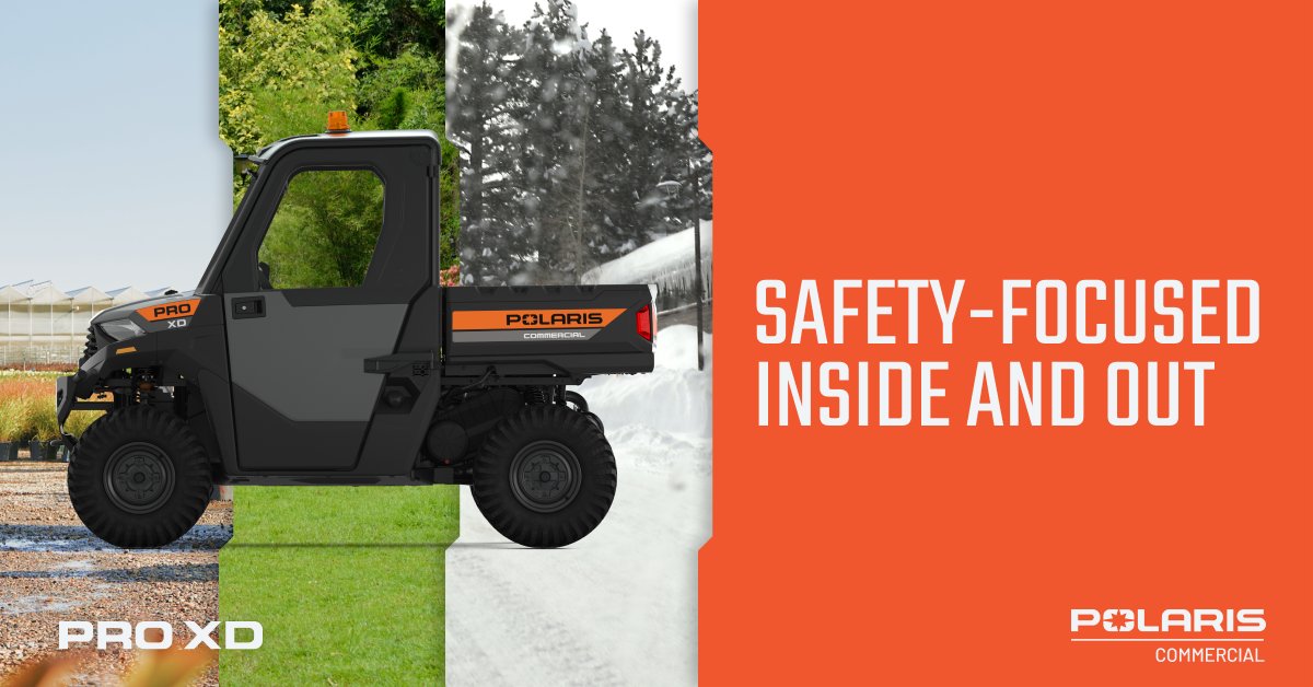 ELTCustomerSrvc's tweet image. With the tight sealing cab system engineered for the Pro XD, you can help keep the elements and loud environments on the outside, and improve rider comfort on the inside.

#PolarisCommercial #Safety #SafetyMonth #JobSite #SafeVehicles #EasternLiftCommercialVehicles