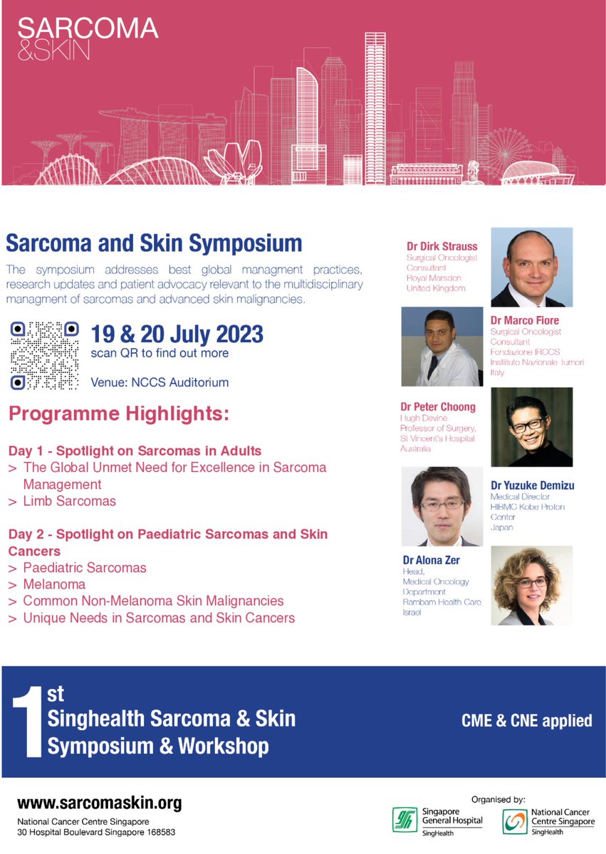 Singapore Sarcoma & Skin Symposium 2025 (@sarcomaskin) on Twitter photo We are excited to have a comprehensive line-up for #sarcomaskin2023, featuring <a href="/Dirk_Strauss/">Dirk Strauss</a> <a href="/FioreDoc/">Marco Fiore, MD, FACS, FEBSh</a> <a href="/ZerAlona/">Alona Zer</a> & others. 3 weeks to go, register now! 🔗 sarcomaskin.org #Sarcoma #SkinMalignancy We are excited to have a comprehensive line-up for #sarcomaskin2023, featuring <a href="/Dirk_Strauss/">Dirk Strauss</a> <a href="/FioreDoc/">Marco Fiore, MD, FACS, FEBSh</a> <a href="/ZerAlona/">Alona Zer</a> & others. 3 weeks to go, register now! 🔗 sarcomaskin.org #Sarcoma #SkinMalignancy