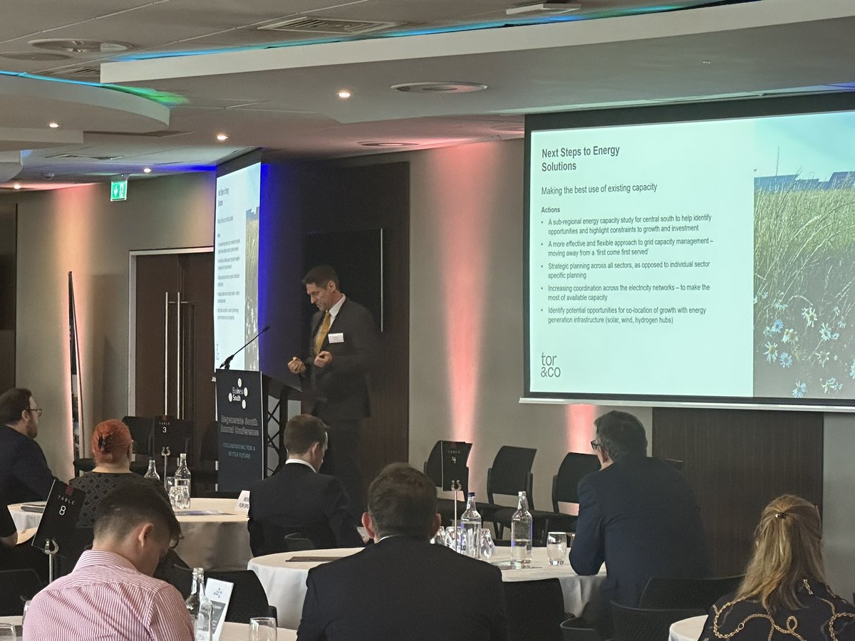 Paul Rogers, Technical Director at <a href="/torandco/">tor&co</a> giving an overview of the potential energy solutions for the future to build more network energy capacity #RegenSouth #CentralSouthUk #energy