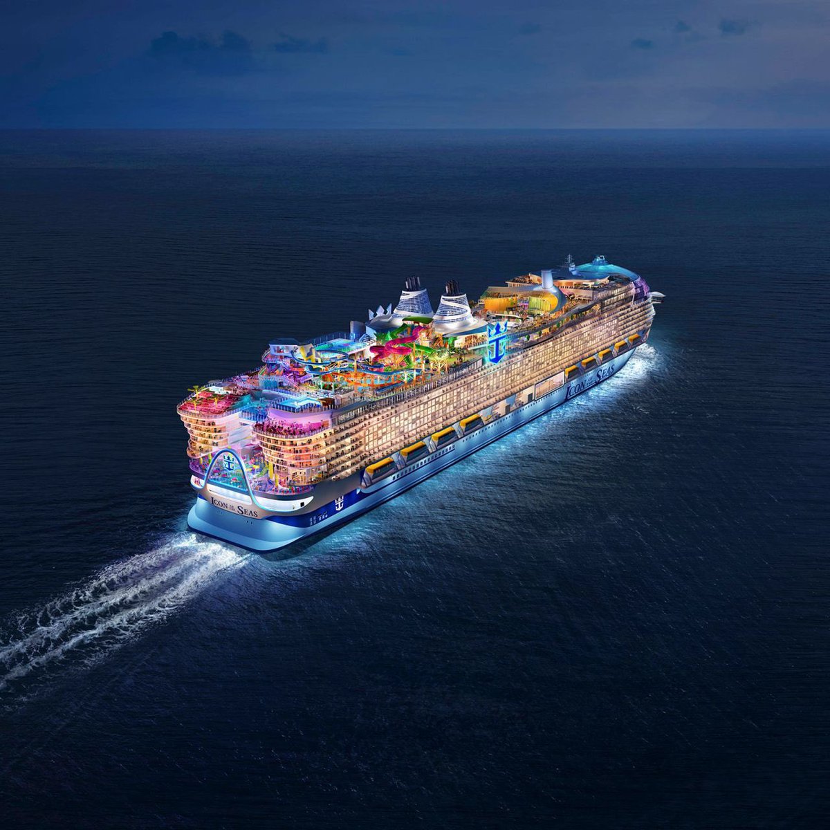 GossipRoomOff's tweet photo. 🚨 Le plus grand navire de croisière au monde, nommé "Icon of the Seas", a terminé sa construction et partira l'année prochaine. 

Lorsqu'il mettra les voiles sur les eaux des Caraïbes en janvier 2024, il accueillera confortablement quelque 5610 passagers et 2350 membres d'équipage.

Cet immense bateau promet plus de 40 façons de dîner, de boire et de se divertir ! 🚢🏝️ (via PopBase)