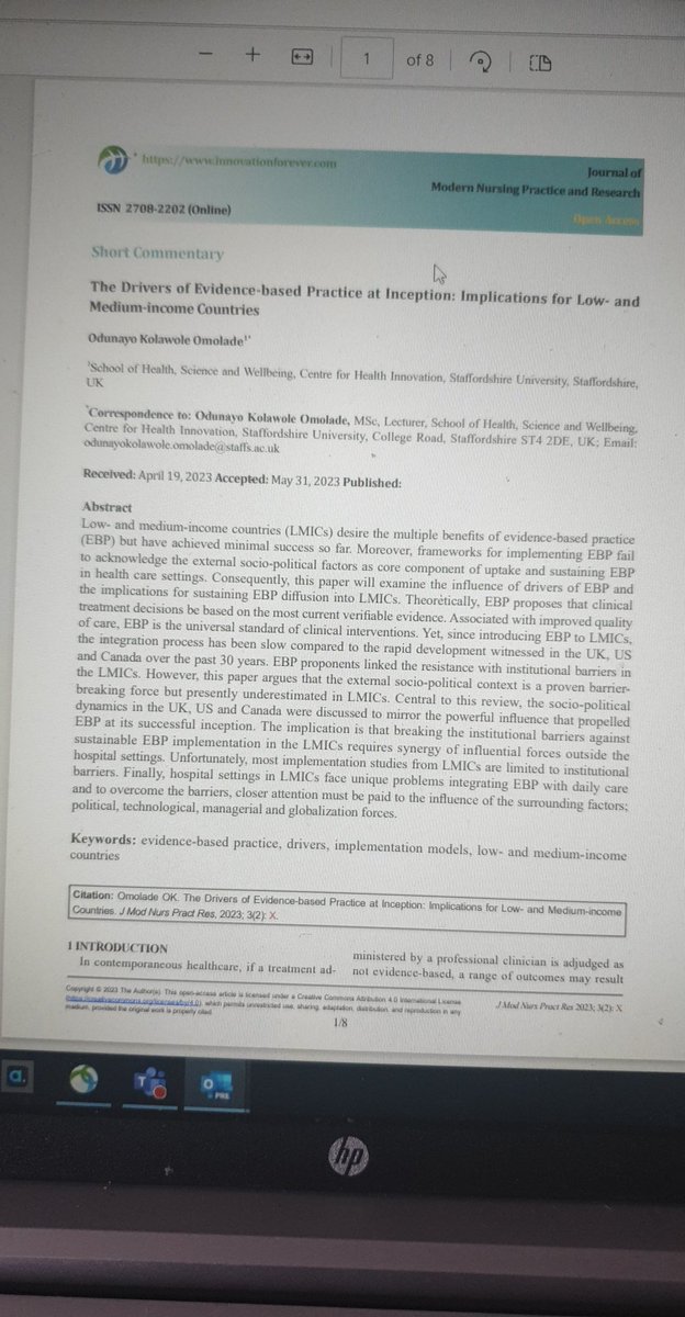 Hot like fire; Read, share, cite, criticise, recommend and download 
We expand the debate on delayed implementation of evidence-based practice in the LMICS into the socio-political context. In places where EBP excels, there are drivers. The question is what are they?
