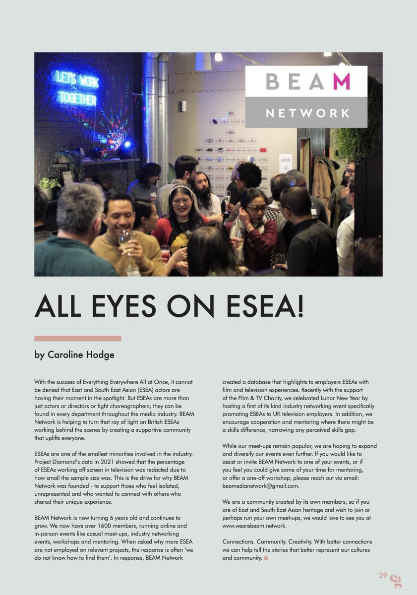 ALL EYES ON ESEA!
Didn't realise the latest issue of #Cinegirls had been published already! Thank you to our #BEAMNetwork supreme admin @Hodgelett writing the article and special thanks to @frzerenghi for spotlight us ❤️

You can read the whole issue here cinegirl.net