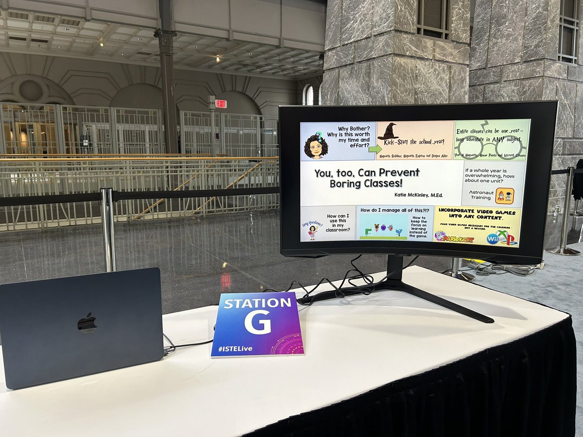 MrsMcKinley03's tweet photo. #ISTELive23 presentation finished! Thank you to everyone who stopped by to help prevent boring classes! 😁 https://t.co/xVZM62g2MU