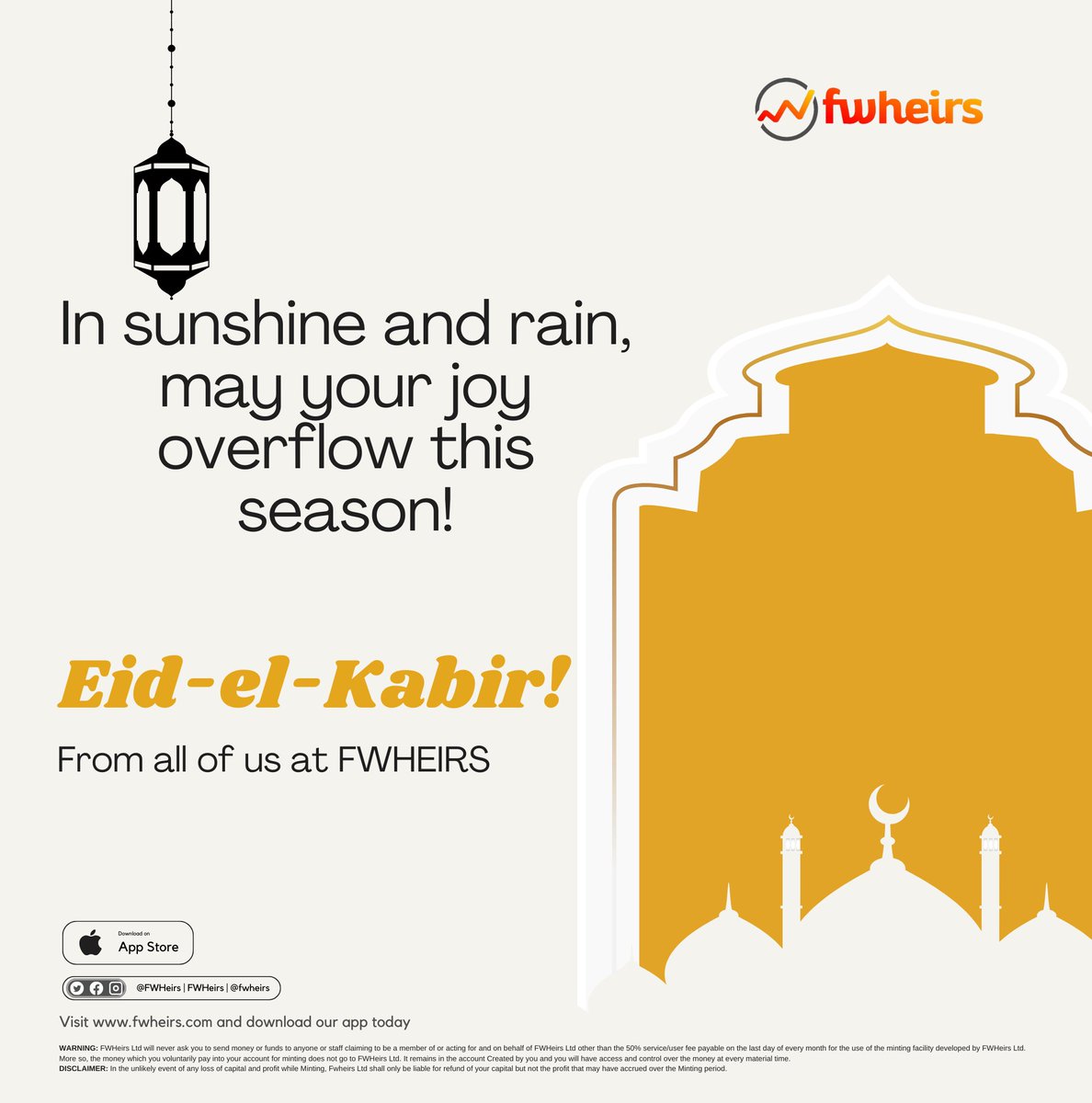 We're wishing all our Muslim brothers and sisters a blessed and joyous Eid El Kabir! May your celebrations be filled with love, unity and endless blessings. 

#Eidelkabir 
#Sallah 
#Sallah_Mood 
#investment