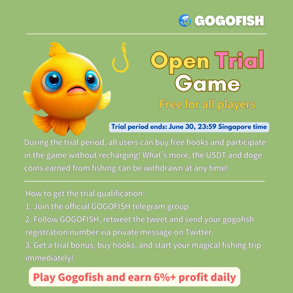 GOGOFISH - A Magical Fishing Trip is officially launched on July 1, now free to try. earn USDT+DOGE🪼🪼🐬🐬