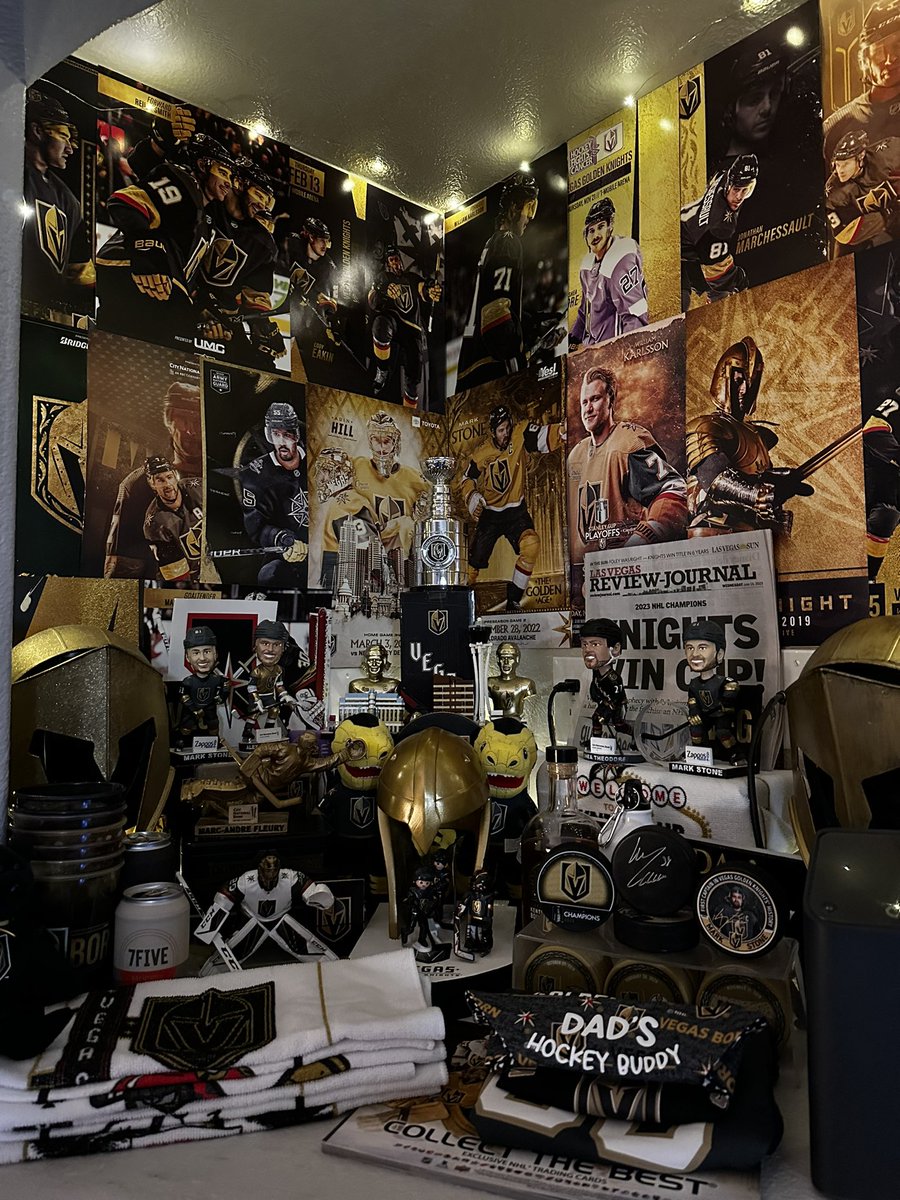 We upgraded our Knights shrine with a few new additions! 🏆🏒✨ @GoldenKnights #VegasBorn #UKnightTheRealm #StanleyCup