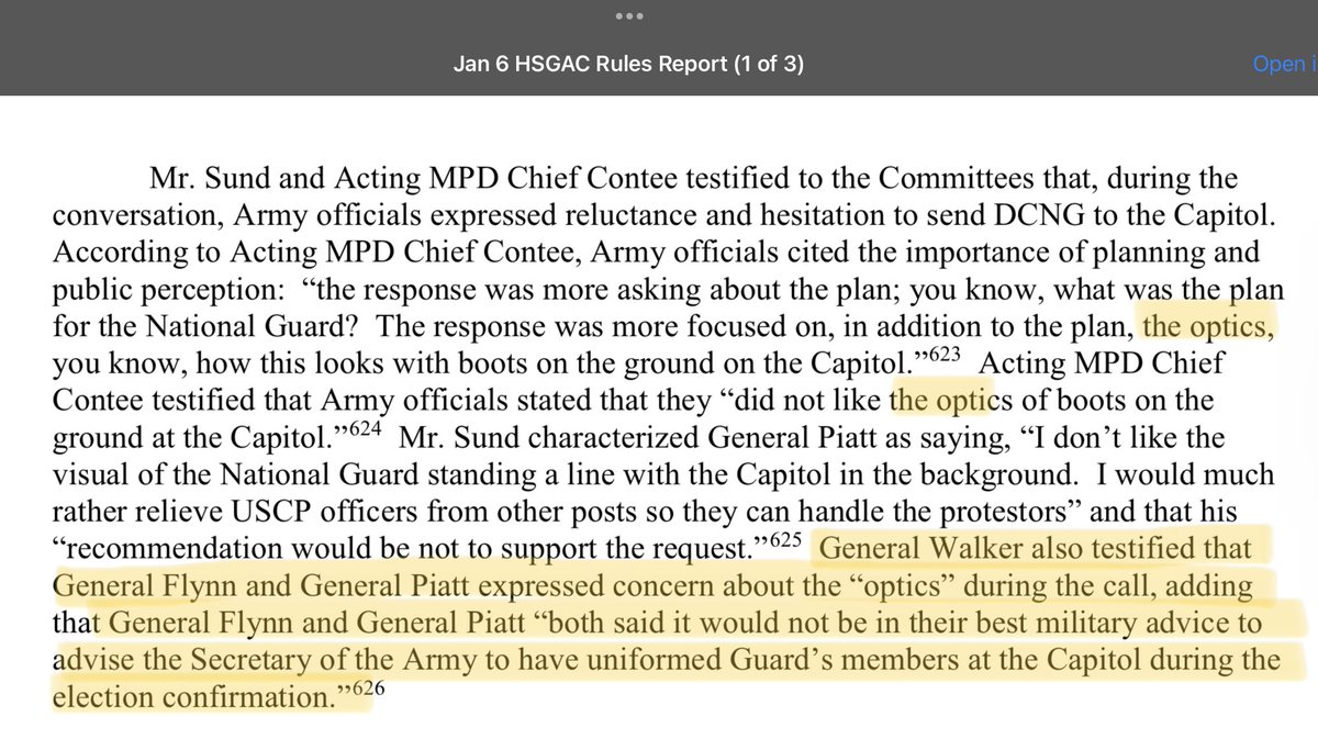 Former @SecArmy McCarthy, @USARPAC_CG Charles Flynn and @DeptofDefense assessed that January 6 was going to be no big deal, except “the Proud Boys and ANTIFA” planned to “confront each other.”

Flynn & McCarthy delayed the NG response because of “optics.”
rules.senate.gov/imo/media/doc/…
