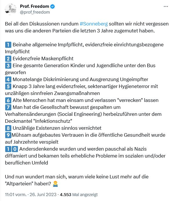 SandraKMeier's tweet image. Das #Kartell der #Altparteien hat seit dem grundrechteabbauenden Wahn der evidenzlosen #Corona-#Maßnahmen keine #Legitimation und keine #Deutungshoheit mehr, über #Demokratie und #Rechtstaat zu sprechen. #Sonneberg #nurnochAfD