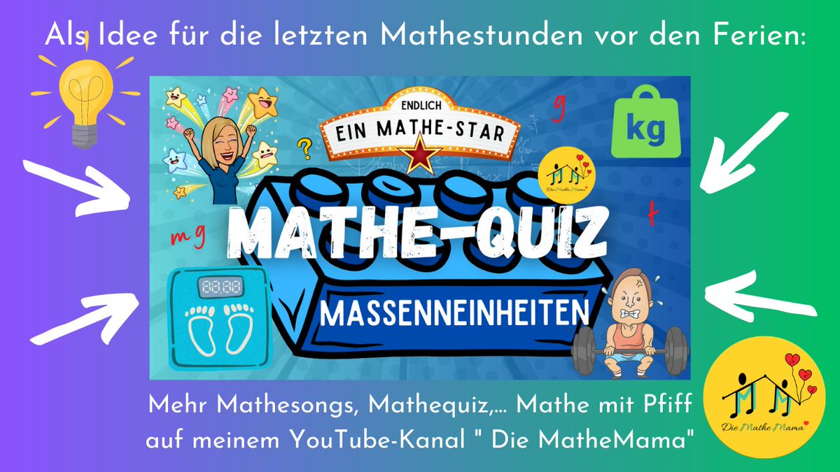 ⭐MatheMamas Mathequiz 🥳– Masseneinheiten: tinyurl.com/2chqw2rm  #masseneinheiten #mathequiz #mathe #twlz #twitterkollegium #schule