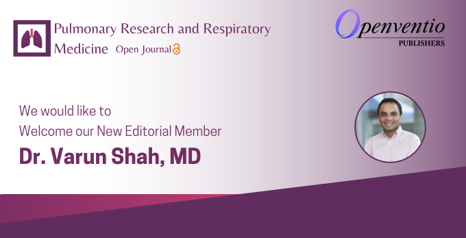 openventio's tweet photo. We are glad to announce that Dr. Varun Shah, MD, 
has been appointed as the new Editor of Pulmonary Research and Respiratory Medicine @Prrmojeditor [ISSN 2377-1658]

Learn more about the Journal: https://t.co/jLkvOOOzIY https://t.co/uOoehUxhT9