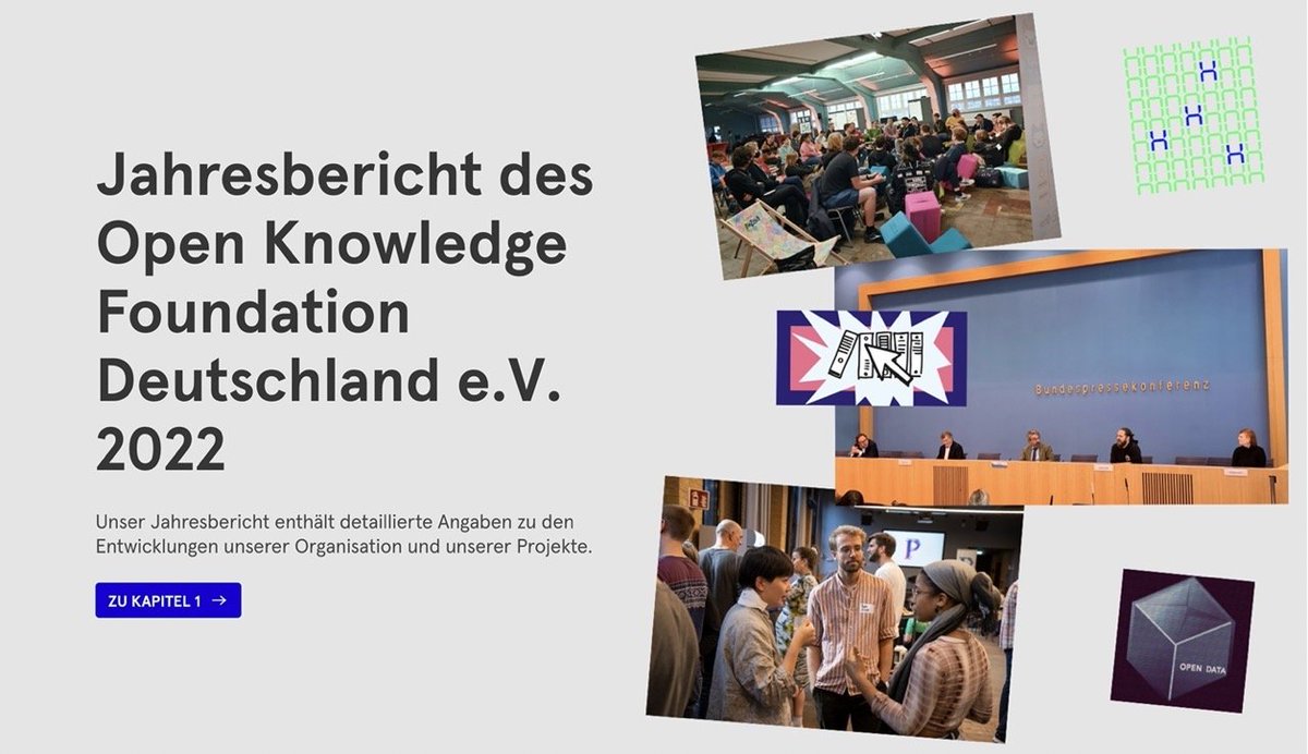 Rechtzeitig vor dem Sommerloch präsentieren wir euch unseren Jahresbericht! 📚 Die umfangreiche Lektüre findet sich auf 2022.okfn.de. 🗒️ Einen Teaser mit den Highlights gibt's auf okfn.de/blog/2023/06/j…