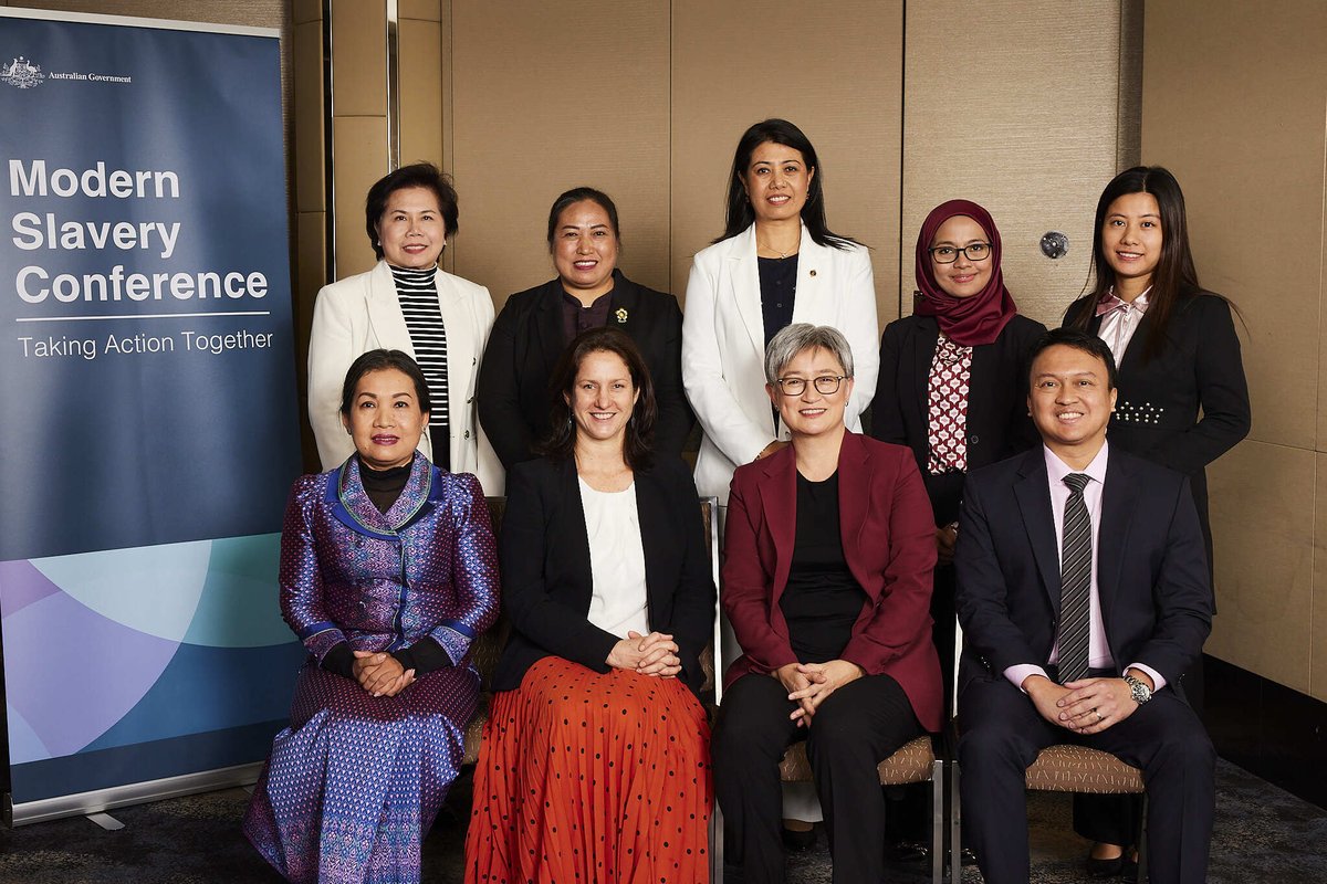 Australia is committed to #takingactiontogether to strengthen global efforts to protect those affected by modern slavery and combat human trafficking. 
 
Today, @SenatorWong and @AusAmbPSHT met with #ASEANACT and partners from across the region at the #modernslaveryconference23.