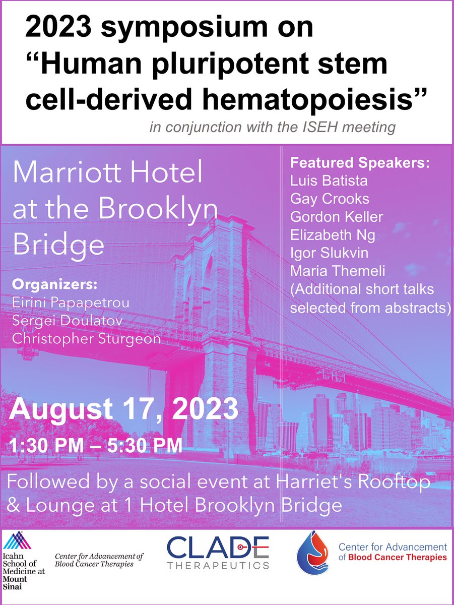 Eirini Papapetrou, MD, PhD (@papapetroumdphd) on Twitter photo Excited to announce that the 2nd symposium on hPSC-hematopoiesis will take place on Aug 17, attached to #ISEH2023. My co-organizers <a href="/Doulatov_lab/">Sergei Doulatov</a> and <a href="/Dr_Sturgeon/">Chris Sturgeon</a> and I look forward to welcoming you to NYC!Space is limited. Send us an email for more info. Excited to announce that the 2nd symposium on hPSC-hematopoiesis will take place on Aug 17, attached to #ISEH2023. My co-organizers <a href="/Doulatov_lab/">Sergei Doulatov</a> and <a href="/Dr_Sturgeon/">Chris Sturgeon</a> and I look forward to welcoming you to NYC!Space is limited. Send us an email for more info.