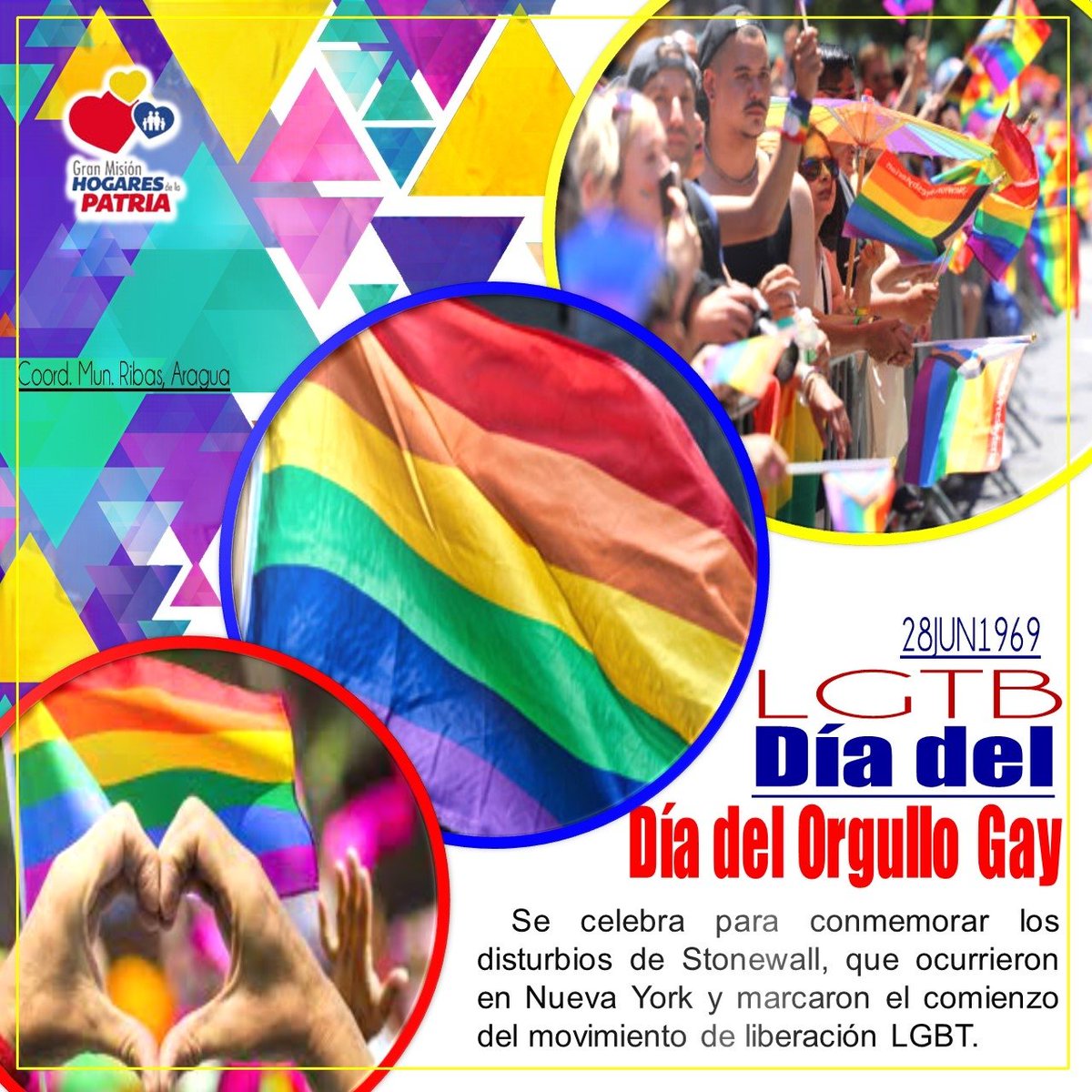 #DíaDelOrgulloLGTB, día para recordar que el amor no conoce barreras ni prejuicios. Sigamos luchando por la igualdad y el respeto hacia todas las personas, sin importar su orientación sexual o identidad de género. Inclusión con <a href="/NicolasMaduro/">Nicolás Maduro</a> <a href="/gmhogarespatria/">Gran Misión Hogares de la Patria</a>
