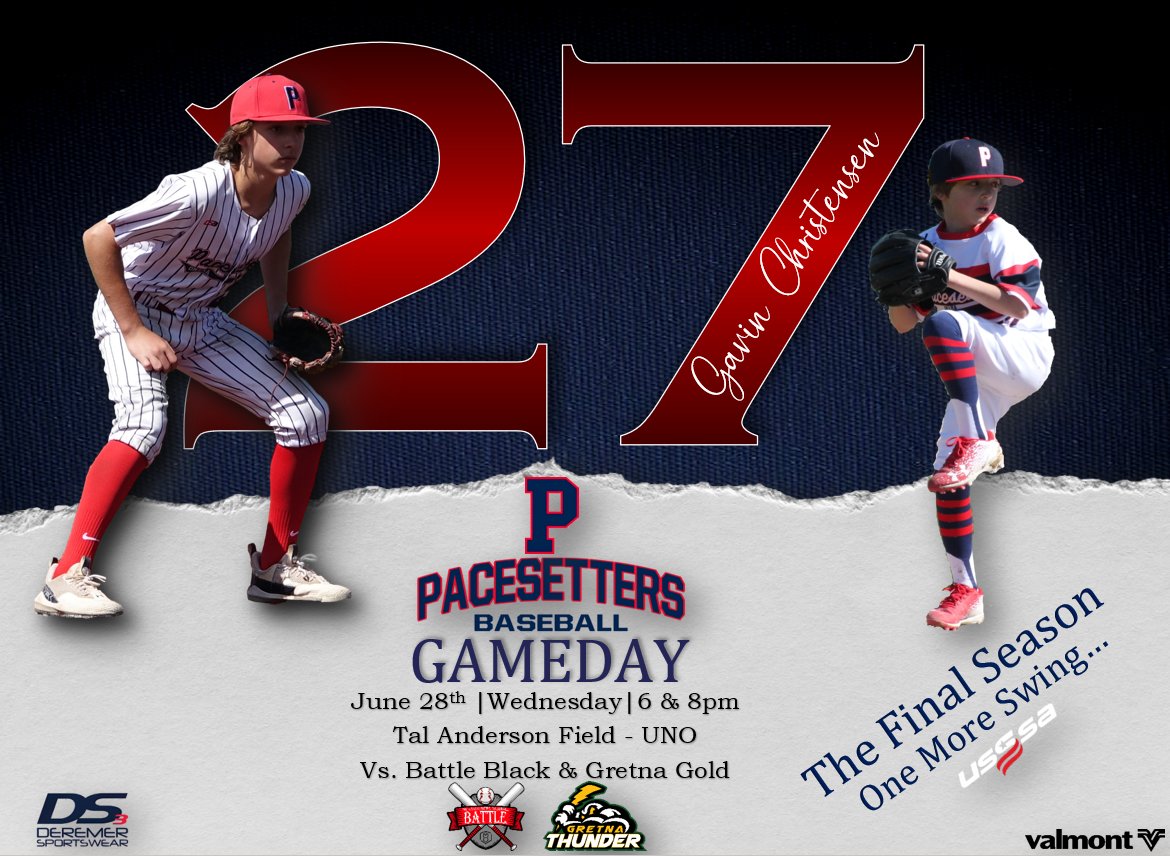 pacesetters2027's tweet image. Let's play 2...  Game Day! Come support the boys tonight as they take on Millard Battle Black &amp;amp; Gretna Gold. 1st game: 6:00pm 2nd game: 8pm - Tal Anderson Field. If you cannot make it, watch every pitch live on  #earneverything #pacesetters @GCsports @PacesettersBB