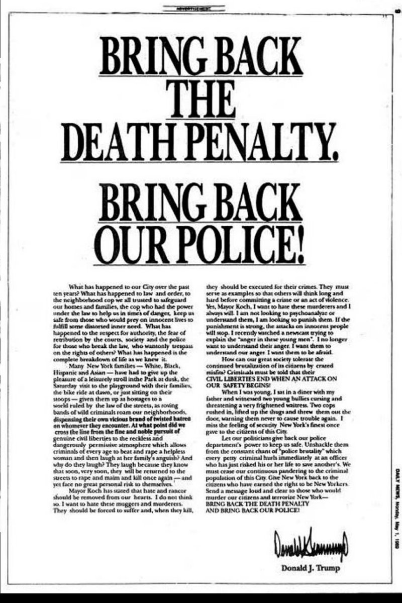 What would REALLY make America great again is if Trump took out a full page ad congratulating Yusef Salaam on winnning the primary for NYC Councilmember instead of calling to execute him AFTER he was exonerated in court.  

Maybe in Trump's next life...

#DemVoice1 #ProudBlue