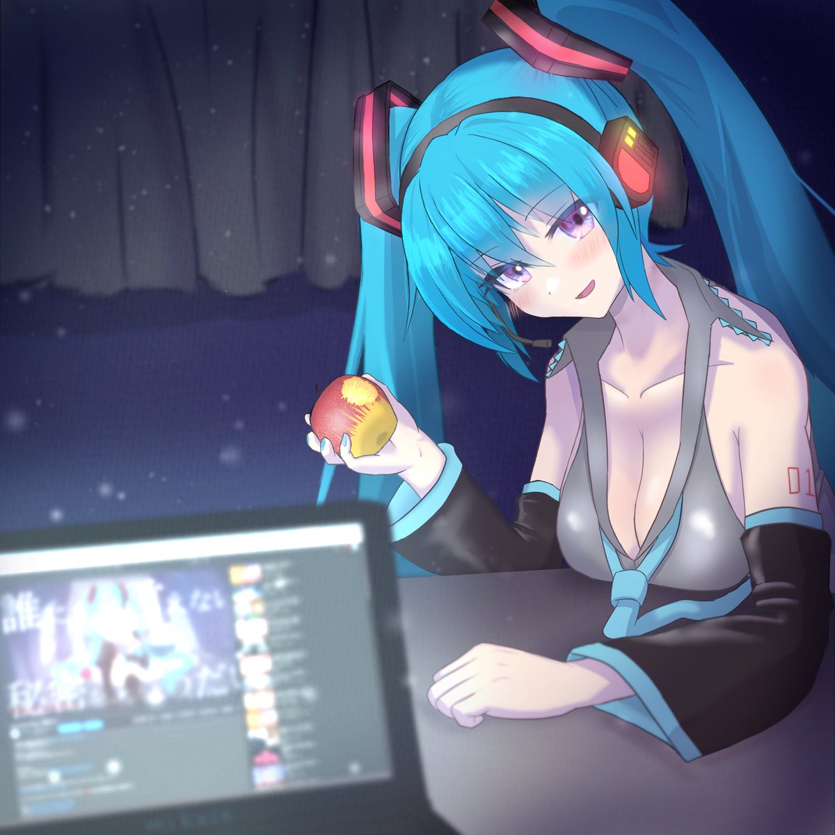 初音ミク 「#ほっぺの斜線は可愛い 」|ワカバ🌱@8/31ミクミク新曲！のイラスト