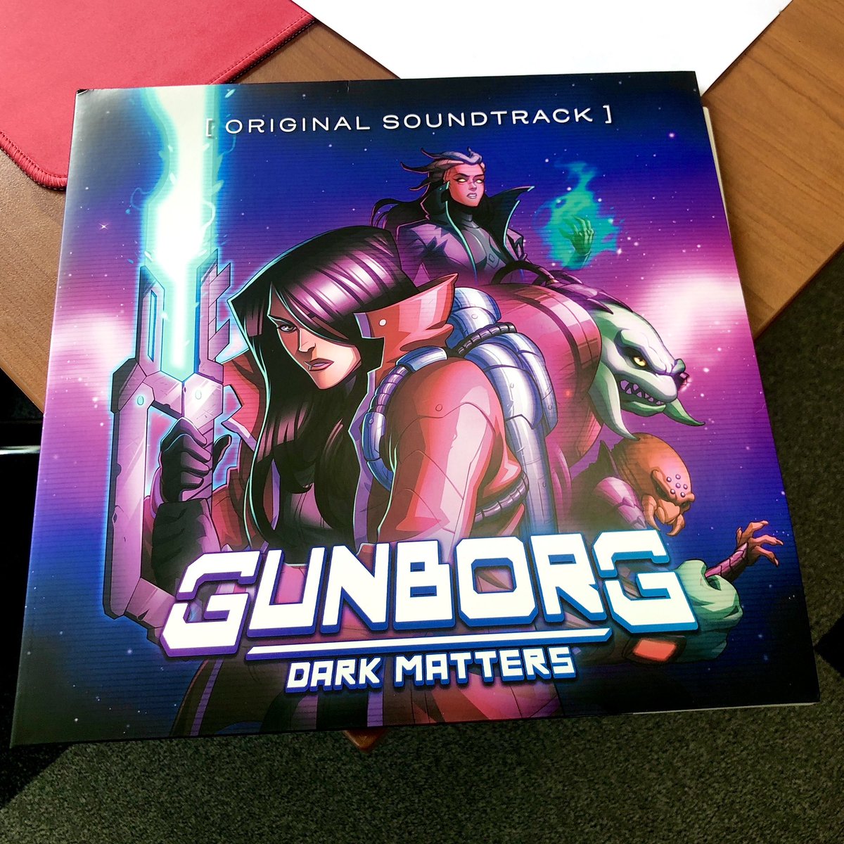 Our resident good boy Tsuba wanted to be the one to tell you all that the Gunborg: Dark Matters Original Soundtrack vinyls have arrived at our headquarters!

Copies will ship out soon! Woof!