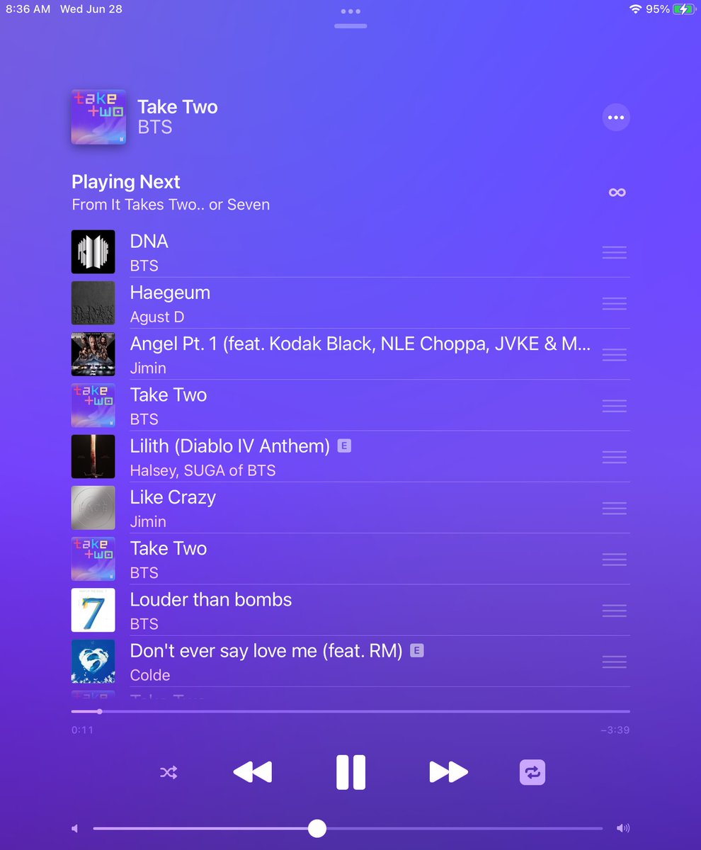 Maria_26596243's tweet photo. Good morning, afternoon, evening to everyone.😊
Happy Wednesday, halfway to the weekend.🤗

This incredible music.💫

#BTSDiscography 🎶💜🎵

@BTS_twt https://t.co/5QCW8FOHSq