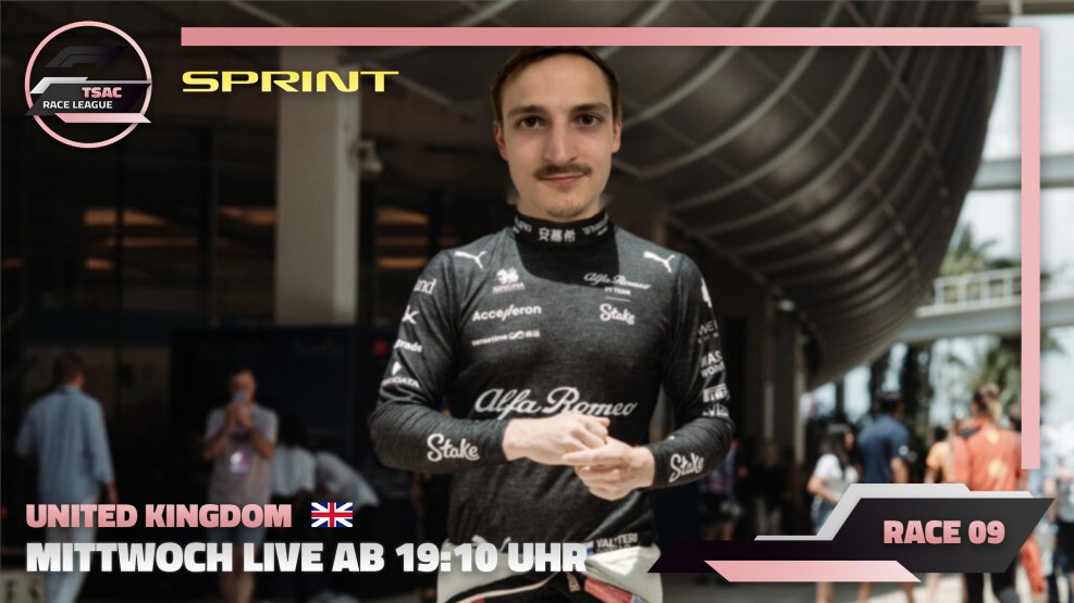 Welcome to Great Britain 🇬🇧
Der 4. letzte Stopp der #TSAC Season 4 führt uns nach #silverstone zu einem ganz besonderen Event:
1 Qualifying
1 Rennen 
1 Sprint
Mehr Punkte, mehr Runden mehr Action!
Regenschirm dabei? ☔️
Dann rein um 19:10Uhr auf twitch.tv/TheLoyalldo