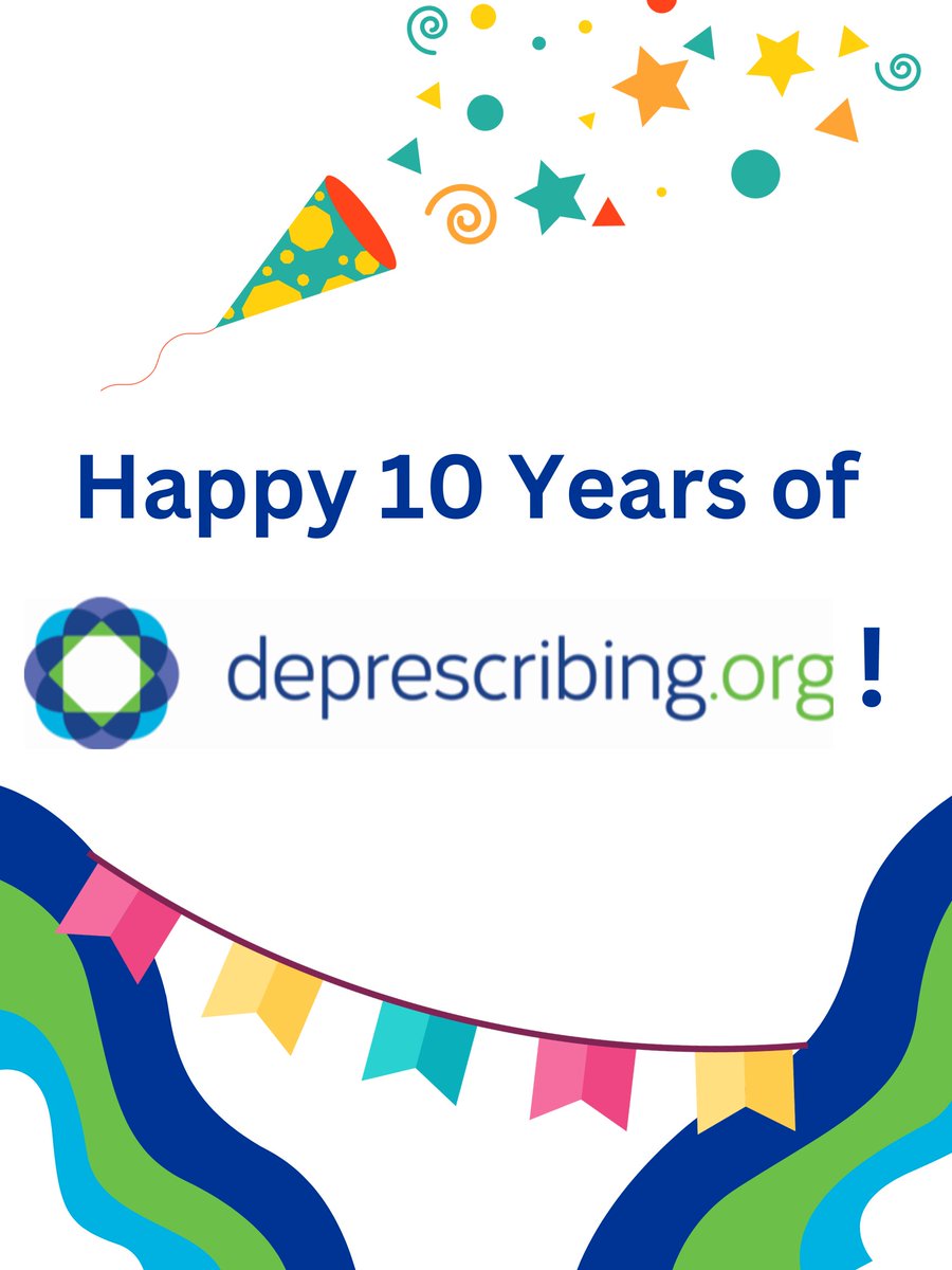This month, we at deprescribing.org are celebrating 10 years of #deprescribing guideline research and implementation! 

Watch this space daily throughout July for newsy items about our work, and to give input on new directions! 🎉🥳

#10deprescribingorg
