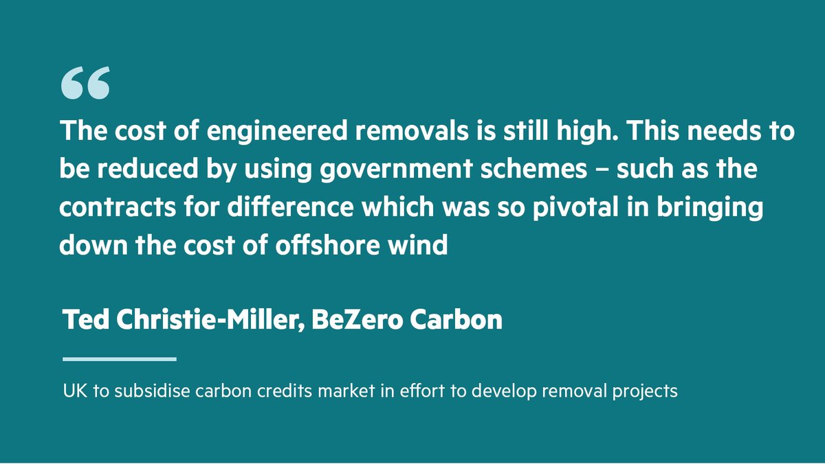 Sustainable Views (@sustainviews) on Twitter photo The UK government is opting for a 'negative emissions contract for difference' model to finance carbon removal projects as part of its net zero strategy
on.ft.com/3r8abcc
<a href="/tedcmiller/">Ted Christie-Miller</a> <a href="/BeZeroCarbon/">BeZero Carbon</a> The UK government is opting for a 'negative emissions contract for difference' model to finance carbon removal projects as part of its net zero strategy
on.ft.com/3r8abcc
<a href="/tedcmiller/">Ted Christie-Miller</a> <a href="/BeZeroCarbon/">BeZero Carbon</a>