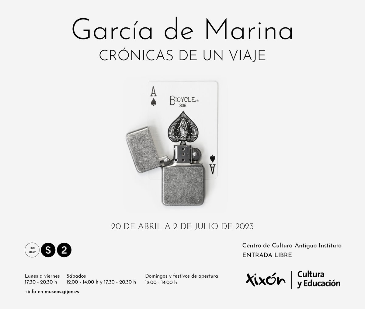 El día 2 de julio finaliza en #Sala2CCAI la exposición "García de Marina. Crónicas de un viaje". Antes: 

📌 29 de junio | festivo de apertura: 12 a 14h 
📌1 de julio | proyección documental 19h. CMI Pumarín. 
📌2 de julio | visita guiada con el autor a las 12h

<a href="/Culturagijon/">Cultura Gijón /Xixón</a>