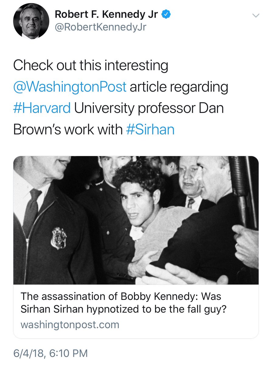 666isMONEY's tweet image. Robert F Kennedy, Jr: Sirhan Sirhan was a #hypnoprogrammed patsy