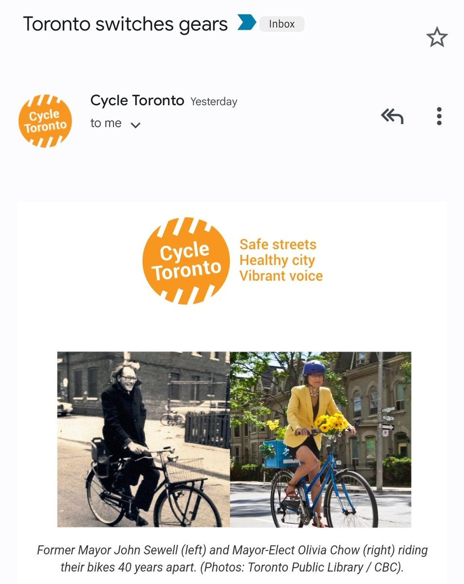 @LanrickBennett @oliviachow @BethMacdonell @Docs4Cycling @TDNDP Good morning, yes!!! That's the attitude. Also, sharing in case you are not subscribed to Cycle Toronto's newsletter. And consider becoming a member of @CycleToronto too.
Solidarity. #cycleTO #bikeTO
cycleto.ca/updates
#SafeStreets #HealthyCity #VibrantVoice