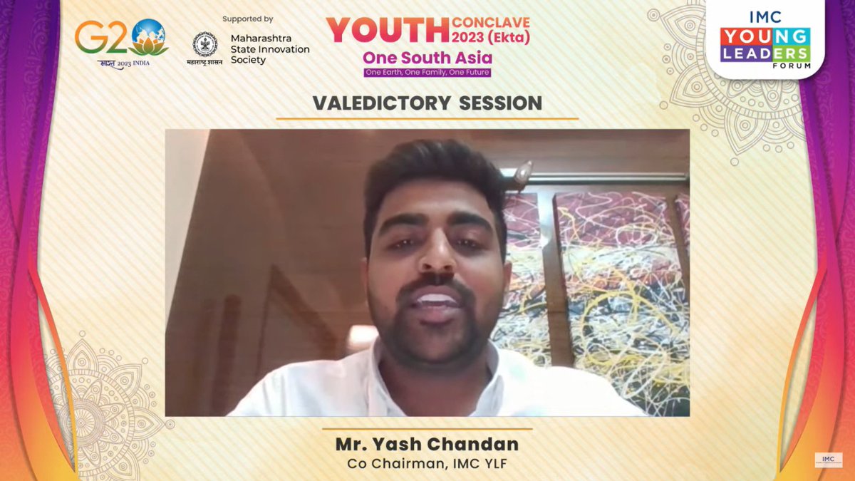 Vote of Thanks by Mr. @Yashchandan1 , Co Chairman,   @YLF_IMC at the #IMCYouthConclave2023

@g20org 
#imcylfevents #youth #youngleaders #youngprofessionals #students #colleges #g20 #g20india #AzadiKaAmritMahotsav