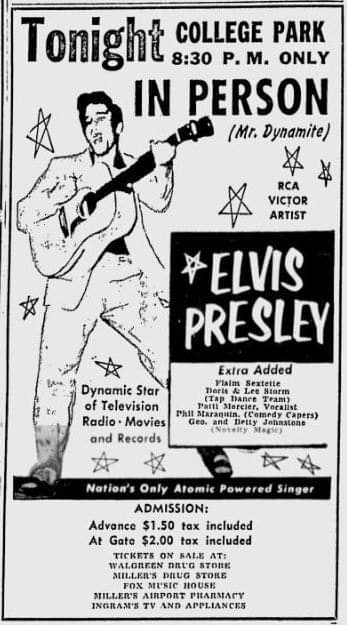 June 28, #Elvis1956
Elvis performed at the College Park, Charleston, South Carolina.
#ElvisHistory 
#Elvis2023 
#ElvisPresley