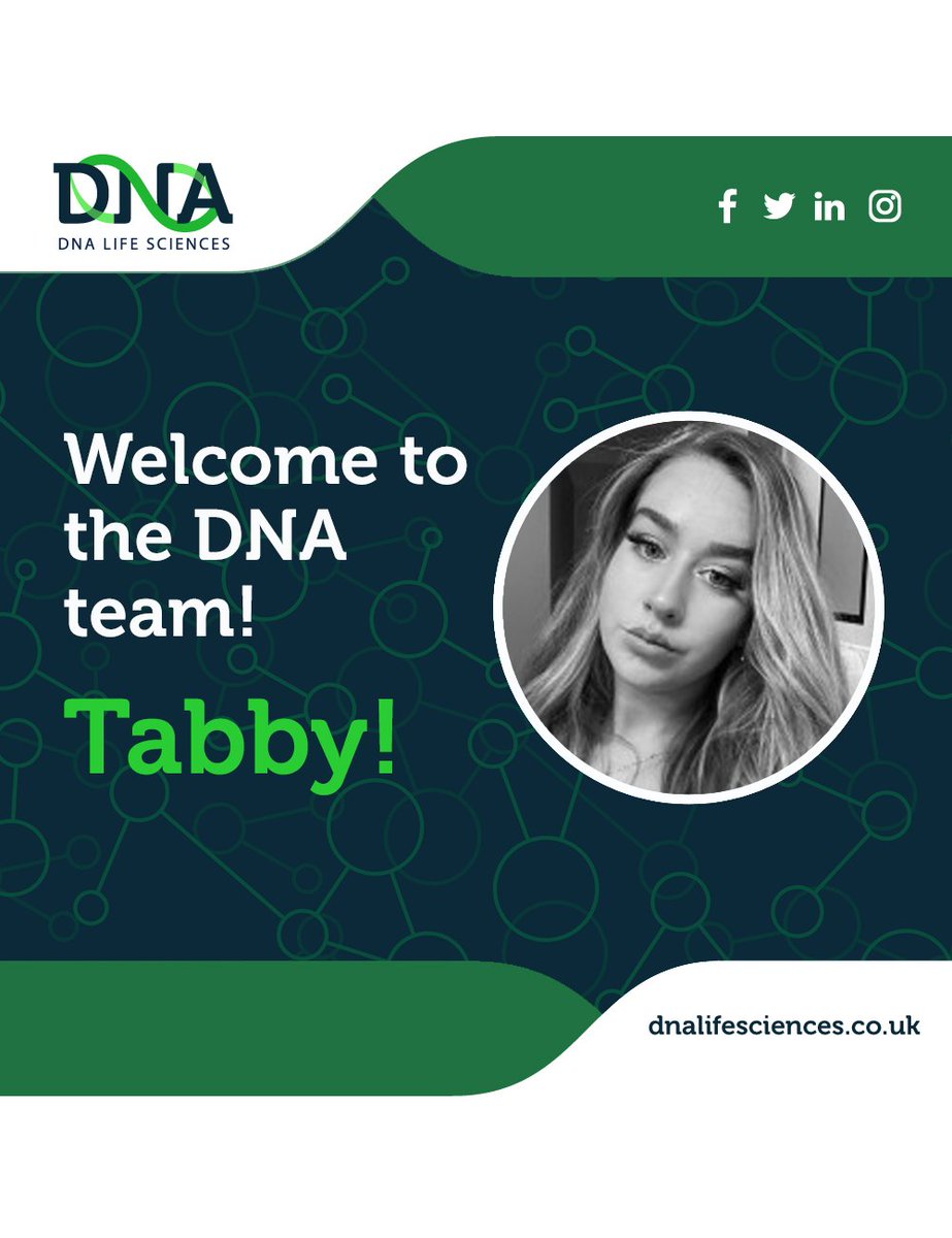 DNA Life Sciences (@dnalifesciences) on Twitter photo We are also welcoming another member to the team this week...
Welcome to the team Tabby Cook!👋
Tabby will be joining the DNA Life Sciences team as a Business Development Consultant.
We are excited to have you on board and look forward to working together!🧬
#lifesciences We are also welcoming another member to the team this week...
Welcome to the team Tabby Cook!👋
Tabby will be joining the DNA Life Sciences team as a Business Development Consultant.
We are excited to have you on board and look forward to working together!🧬
#lifesciences