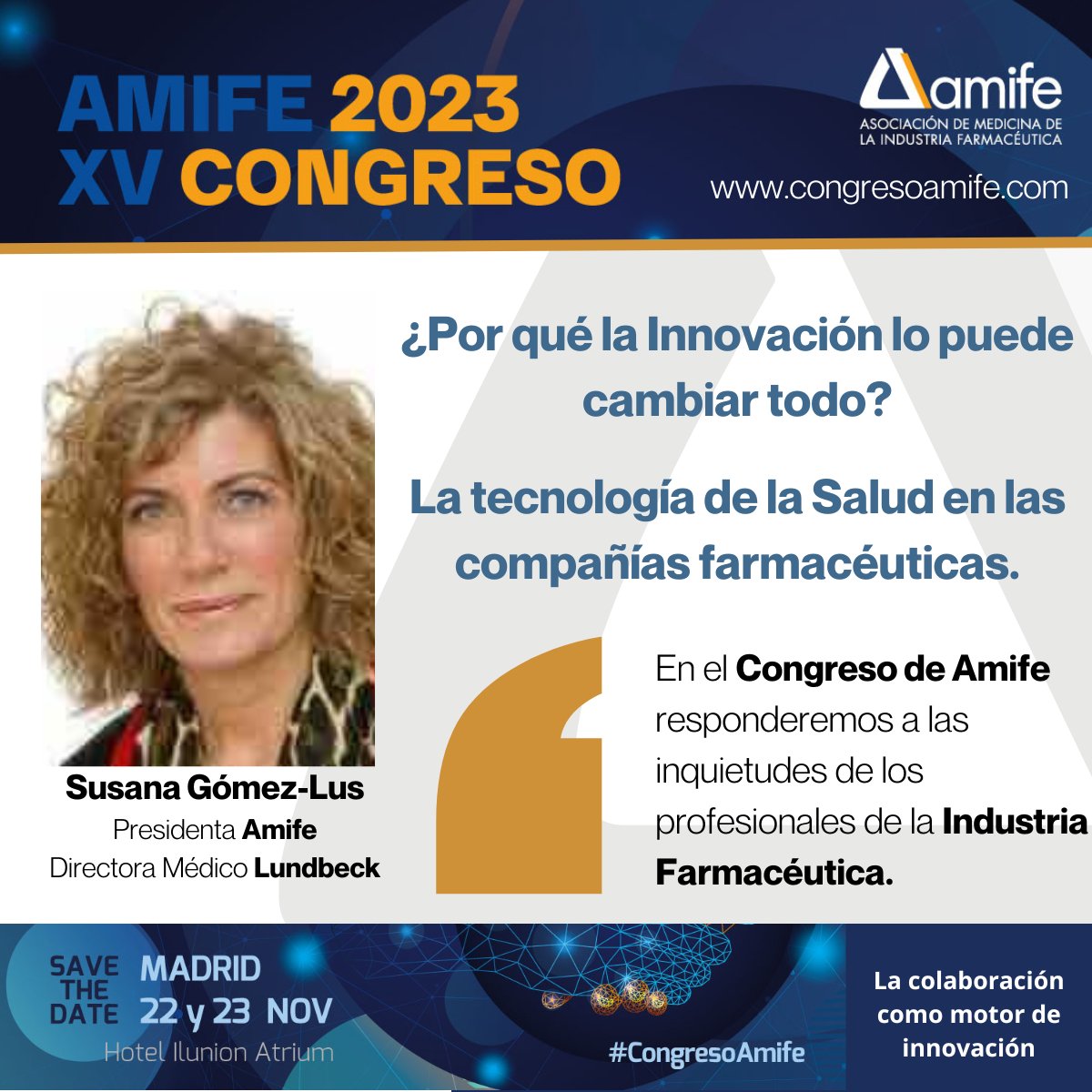 ¿Por qué la #Innovación puede cambiarlo todo? ¿Cómo las nuevas tecnologías afectan a la #IndustriaFarmaceutica?
Todas las claves las analizaremos en el XV #CongresoAmife
✅Reserva los días 22 y 23 de noviembre en #Madrid
congresoamife.com
#medicinafarmaceutica #innovacion