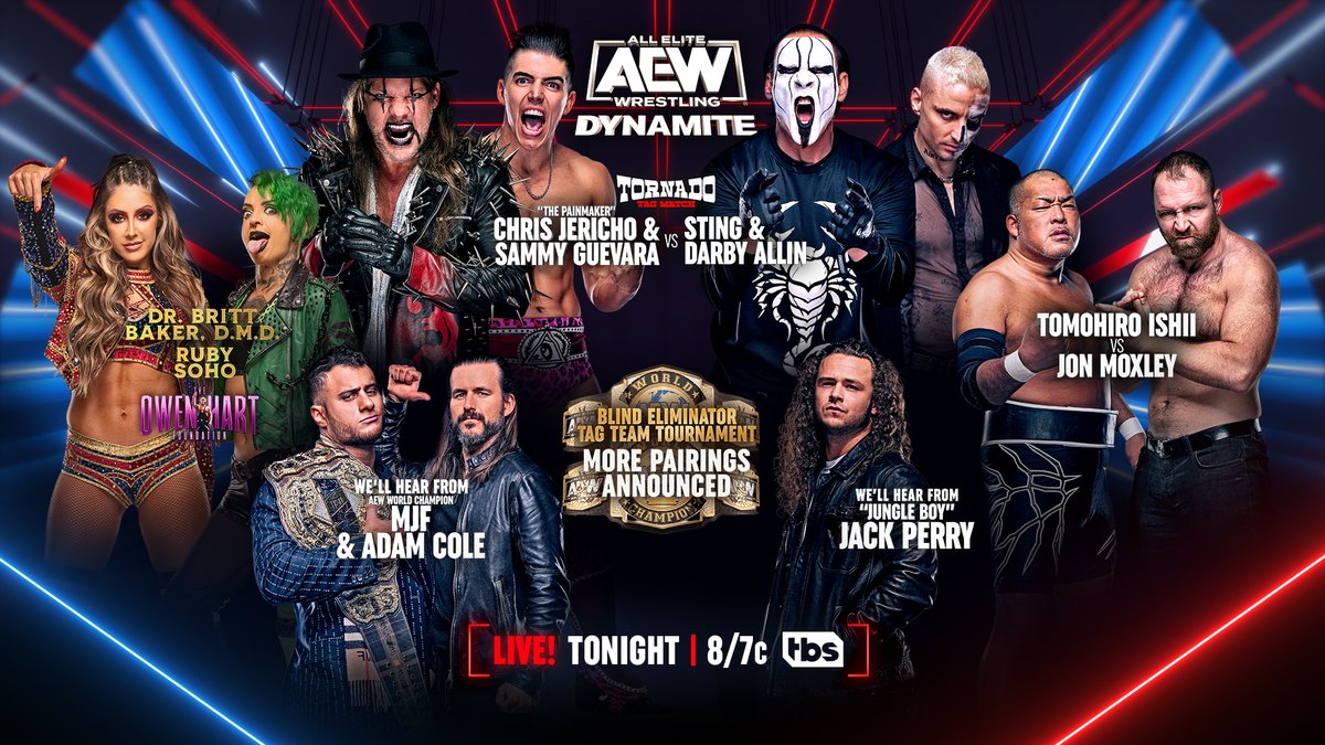 AEW's tweet image. Feel the Fallout from #ForbiddenDoor!
Don’t miss Wednesday Night #AEWDynamite LIVE from Hamilton, Ontario TONIGHT at 8pm ET/ 7pm CT on @tbsnetwork!