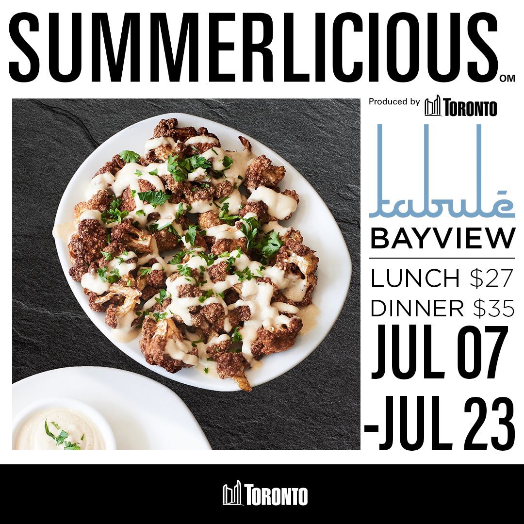 TabuleToronto's tweet photo. SUMMER is about to get LICIOUS! 

We are excited to be apart of @LiciousTO again this Summer - book your reservations now at our @BVShops location and treat yourself to a meal and some shopping! 

#SupportLocal 
#TabuleMiddleEastern https://t.co/qe7LGqPChA