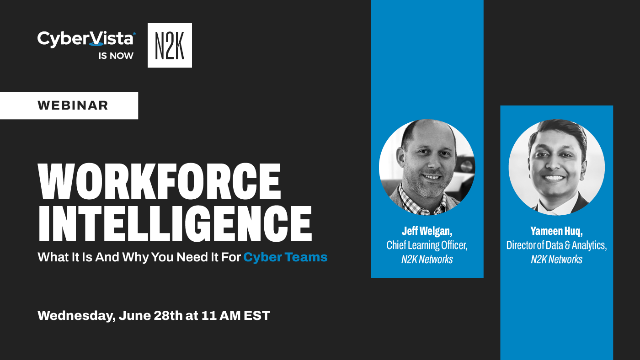 N2Knetworks's tweet photo. Struggling with creating #cyber job descriptions, identifying #skills, and #retention? Sign up for today's webinar! We're kicking off a mini-series introducing workforce intelligence and how it can benefits cyber teams.

Register now: https://t.co/xkpyzHvzib https://t.co/ws72nHZAyL