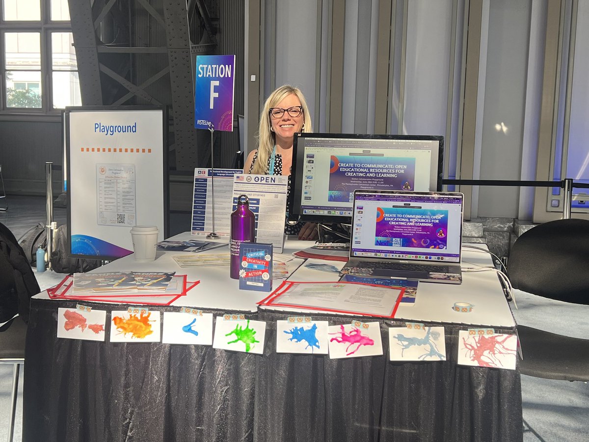 Come to Playground A today from 9-11 to learn about #GlobalGoodEDU and play with OER at my station! #istelive23