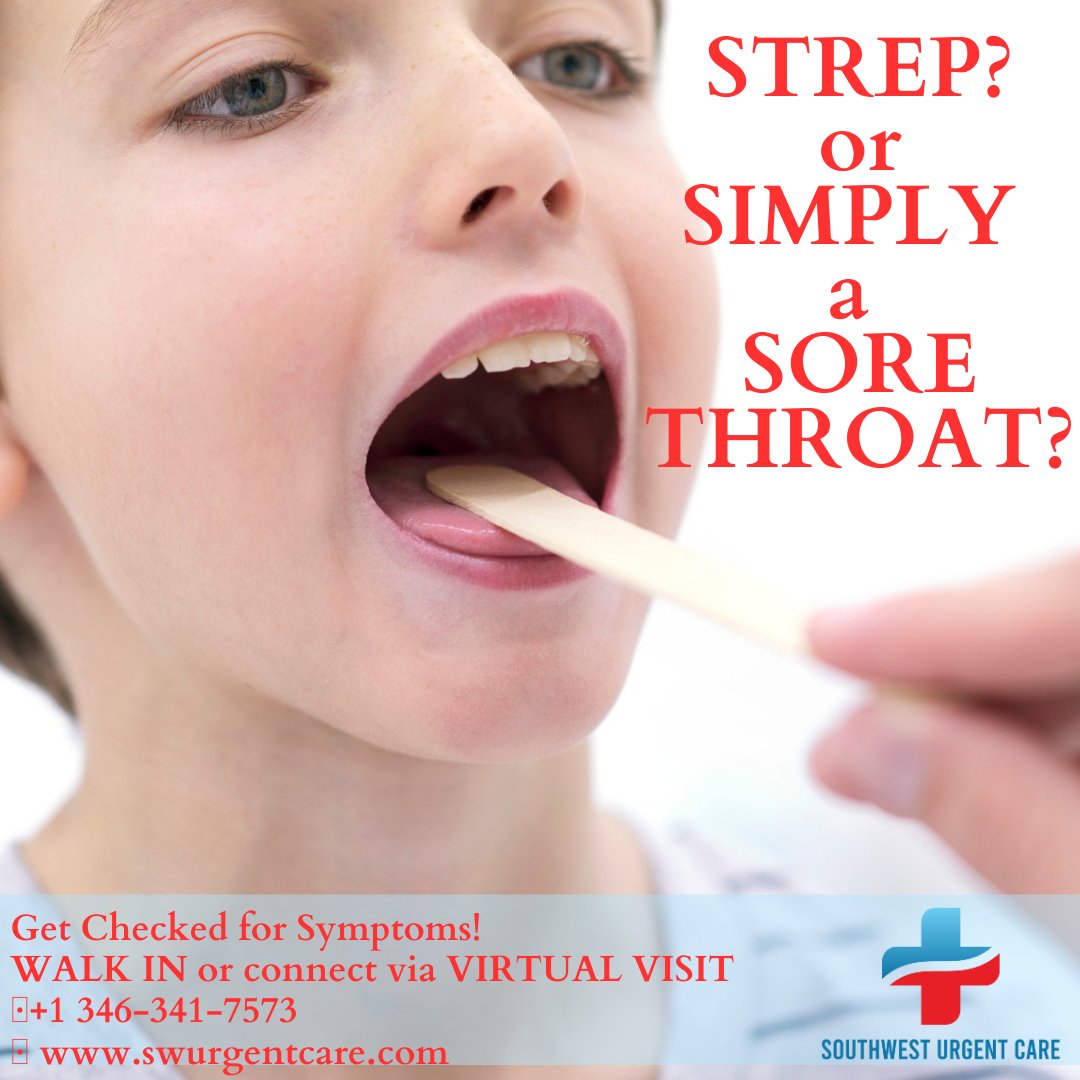 Attention Parents! Confused about Strep or Sore Throat? We've Got Answers!
📞+1 346-341-7573 
🌐swurgentcare.com/strep-throat 

#StrepOrSoreThroat #QuickResults #VirtualCare #UrgentCare #PediatricServices #healthcare #strep #fevermanagement #sugarlandtx #campphysicals #swurgentcare