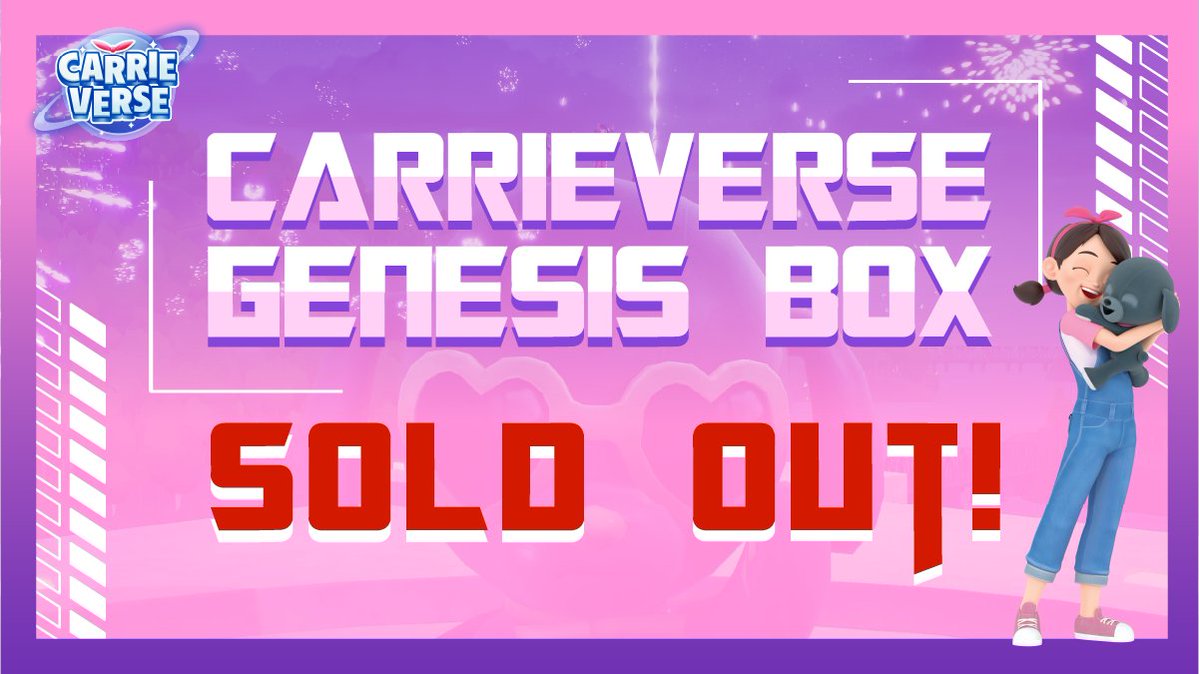 CarrieVerseNFT's tweet image. GENESIS BOX NFT SOLD OUT🙊

The 1st nft sale has been sold out!🥳
Thank you for your support. Reval is in a week.
Imagine an amazing metaverse with us.🚀🚀