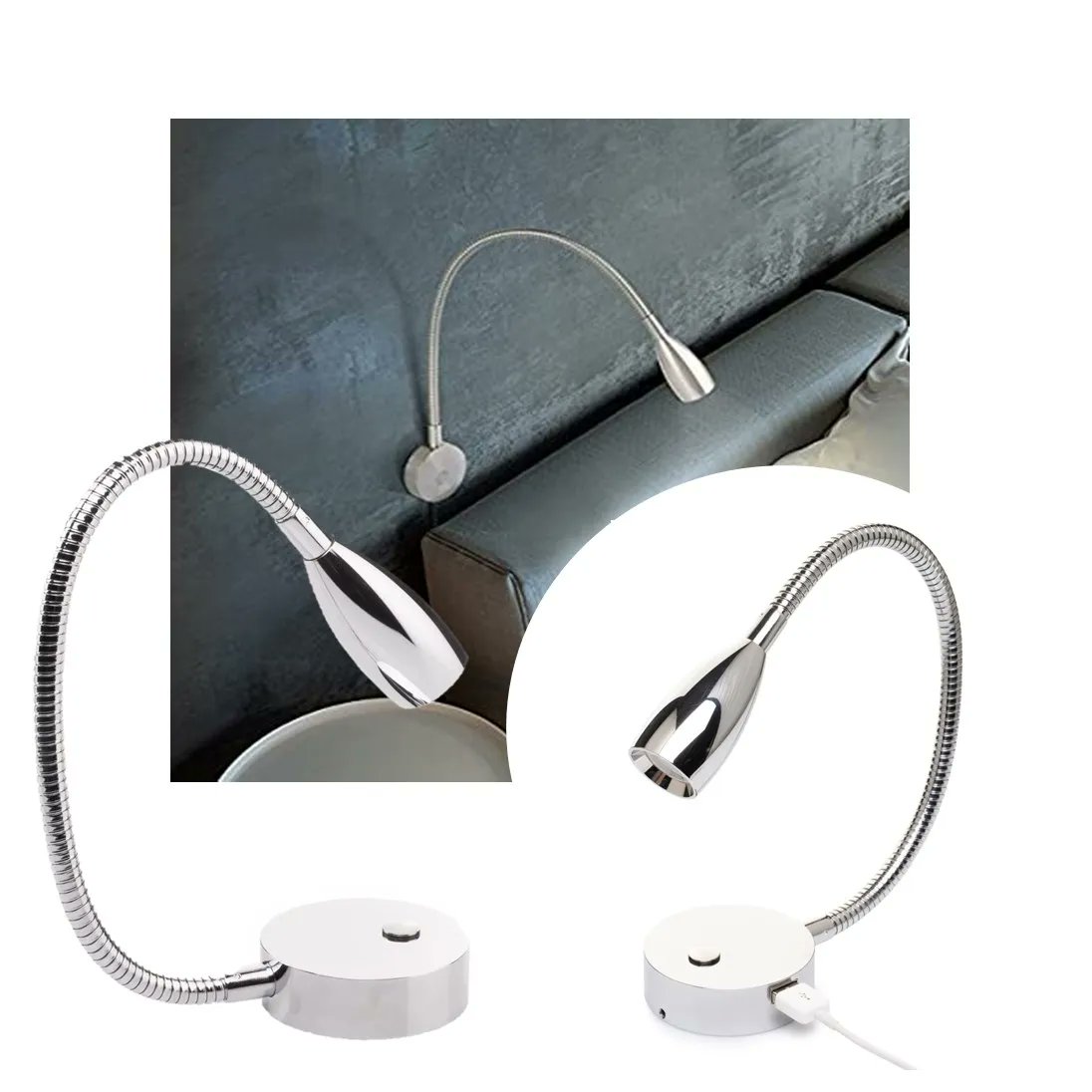 Our wall mounted goose neck reading light kit is ideal for walls, desks &amp; headboards 📚💡

✅ Illuminated touch on/off dimmable switch
✅ Polished chrome finish 
✅ Warm white light 

Shop here: buff.ly/46E0Fhl

#LuxorLightingUK #HomeDecor #StylishLighting #LightingDesign