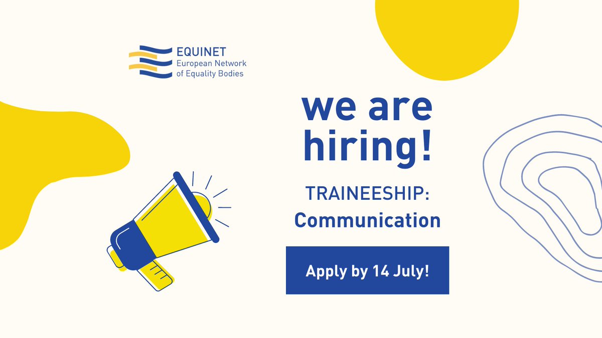 🚨 2 days left to apply!

🔵Are you passionate about #Equality &amp; anti-discrimination?
🟡Want to develop your #Communication skills?

👉 Apply by 14 July at 23:59 CET to become our next Communication Trainee: equineteurope.org/apply-now-for-…