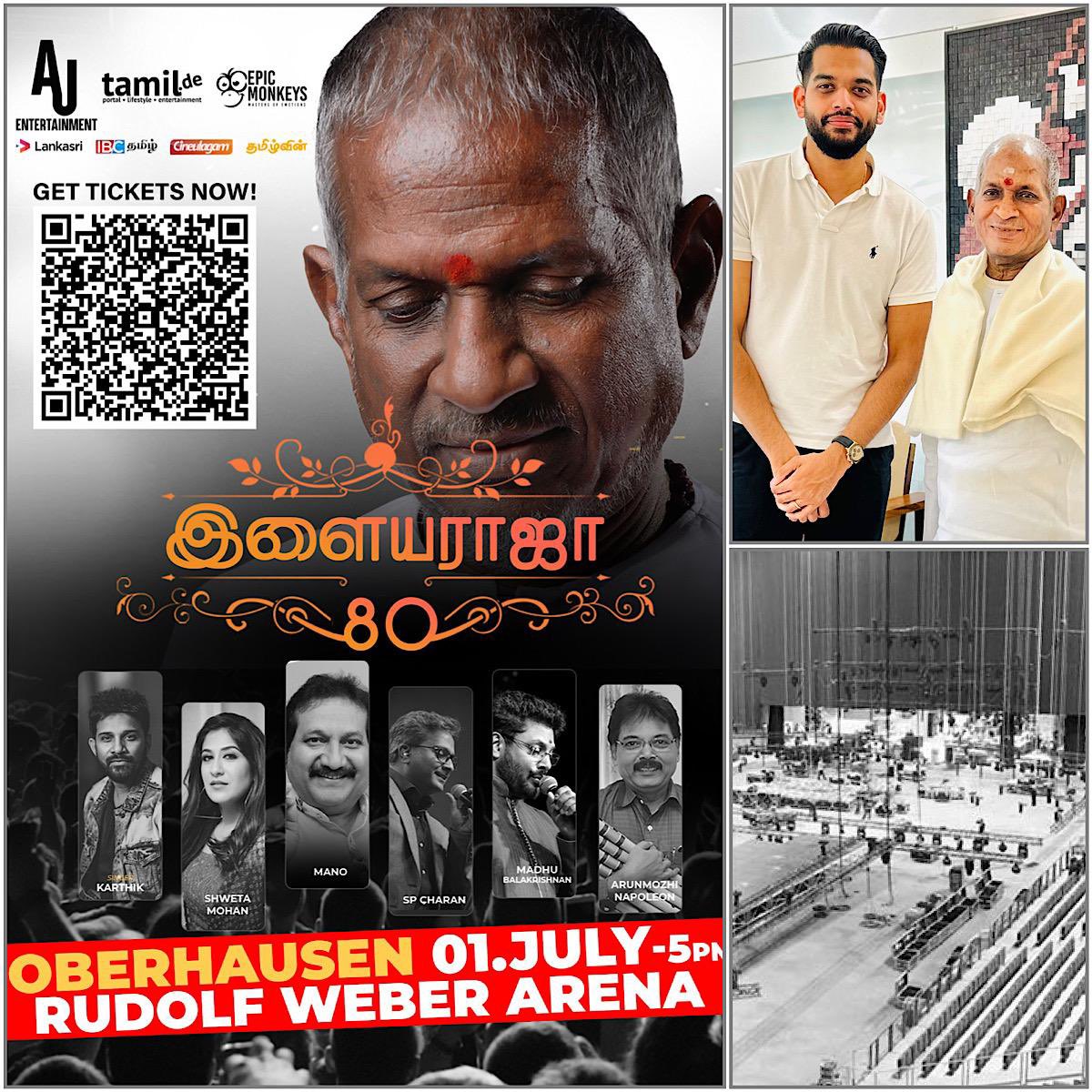 See you Soon Germany! 🇩🇪 Saturday, July 01, 2023 at the Rudolf Weber Arena, Oberhausen, Germany #IlaiyaraajaliveinGermany #AJEntertainment @tdefilmverleih @olyyn #ArunJesuthasan @OneMercuri