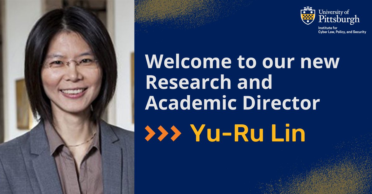 We are pleased to announce that <a href="/PittDINS/">SCI Informatics & Networked Systems</a> @SciPitt's <a href="/rhodiuslin/">yu-ru lin</a> has been appointed the next Research and Academic Director of Pitt Cyber. We look forward to working with Dr. Lin &amp; continuing impactful cross-disciplinary research at <a href="/PittTweet/">University of Pittsburgh</a>. Read more: cyber.pitt.edu/news/pitt-cybe…