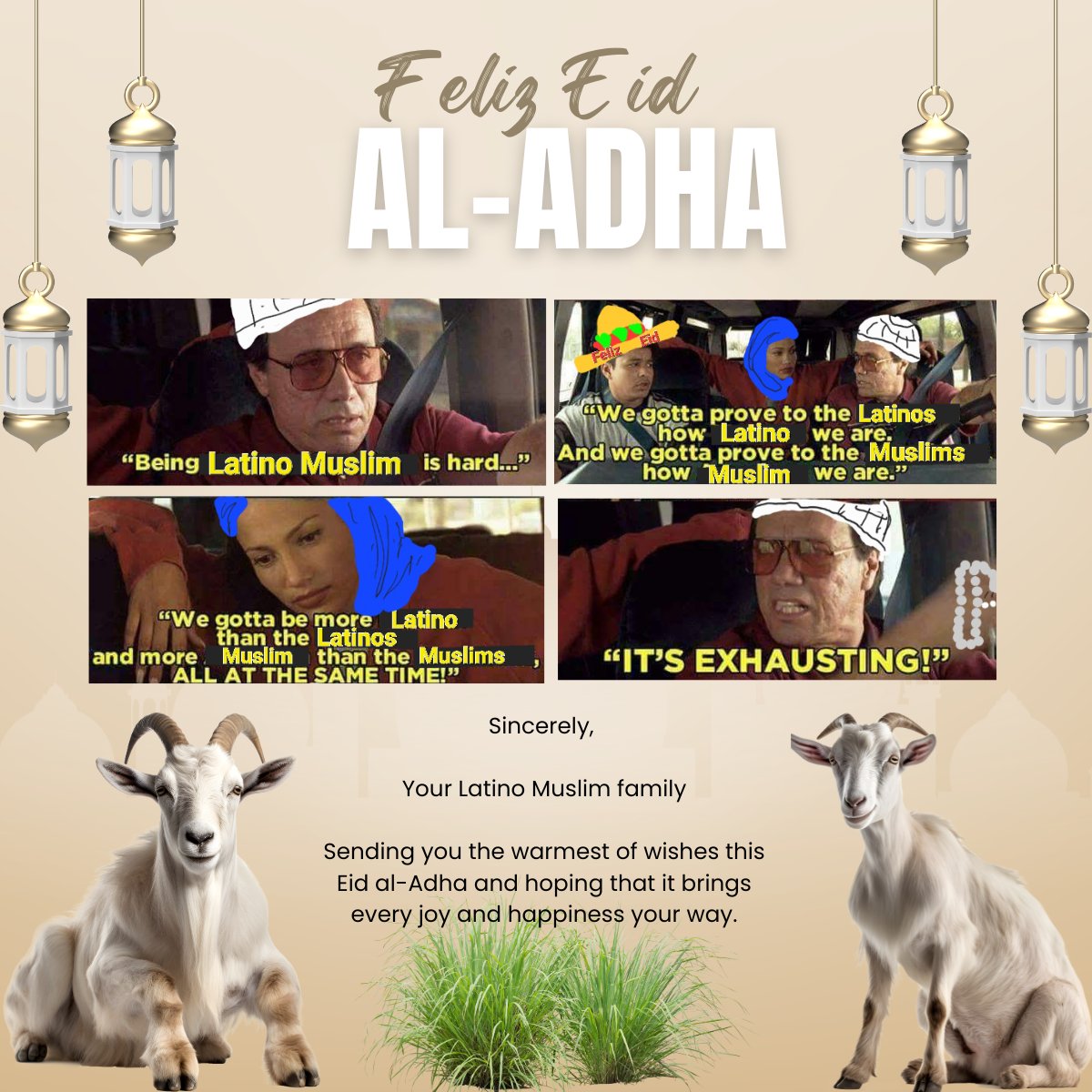 latinomuslims's tweet photo. ¡Eid Feliz mi familia! Wishing you and your family a wonderful and blessed Eid al-Adha.

#LatinoDawah #LatinoMuslims #LatinoMuslim #HispanicMuslims https://t.co/4kmMYlNfnS