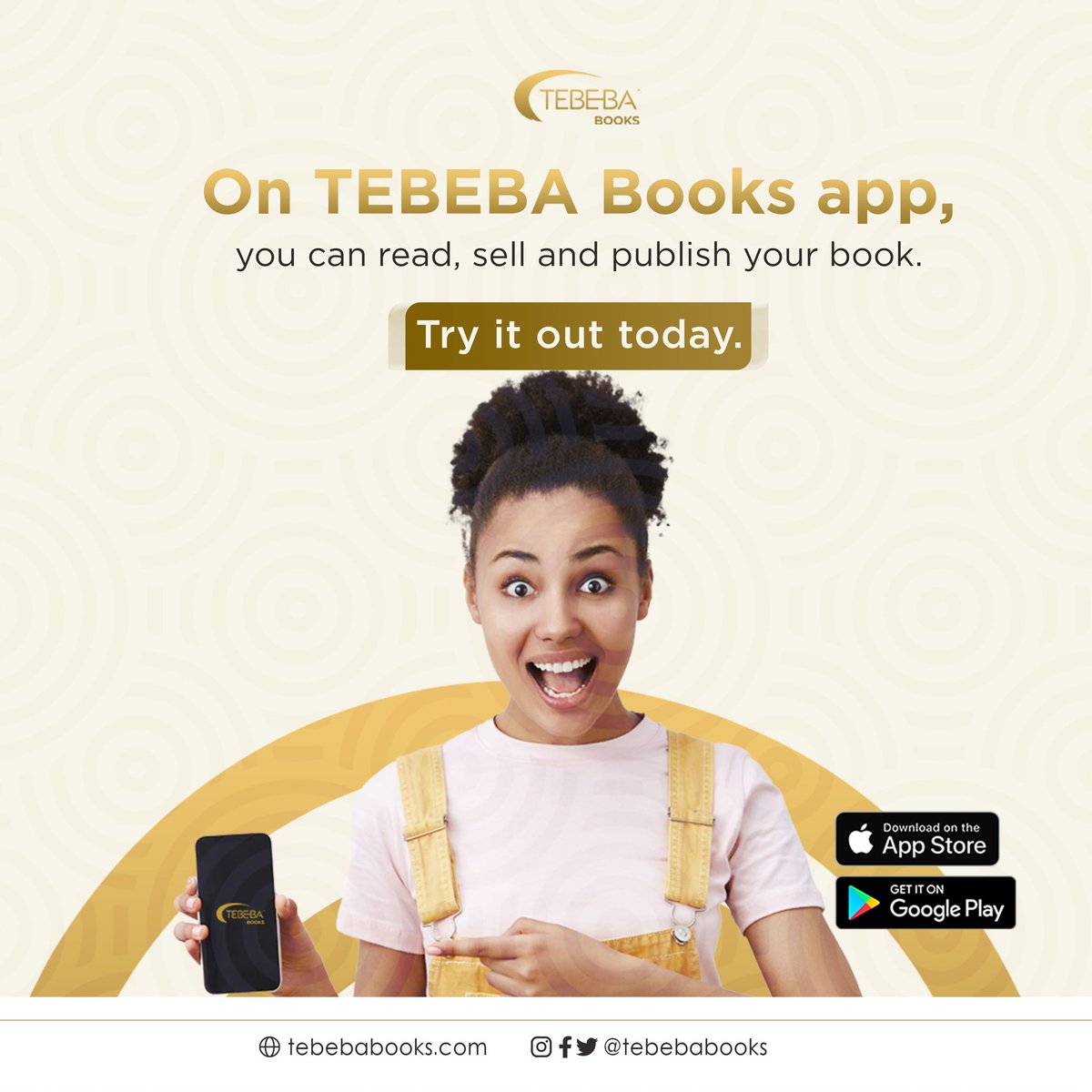 Tebebabooks's tweet photo. TEBEBABOOKS app is a 3 in 1 app!
With this app, you can read, sell and publish books.
Incredible, right?
Download the app today.
#tebeba #tebebabooks #authors #writers #bibliophile #ebooks #books #onlinebookstore https://t.co/doC5Q5nvdc
