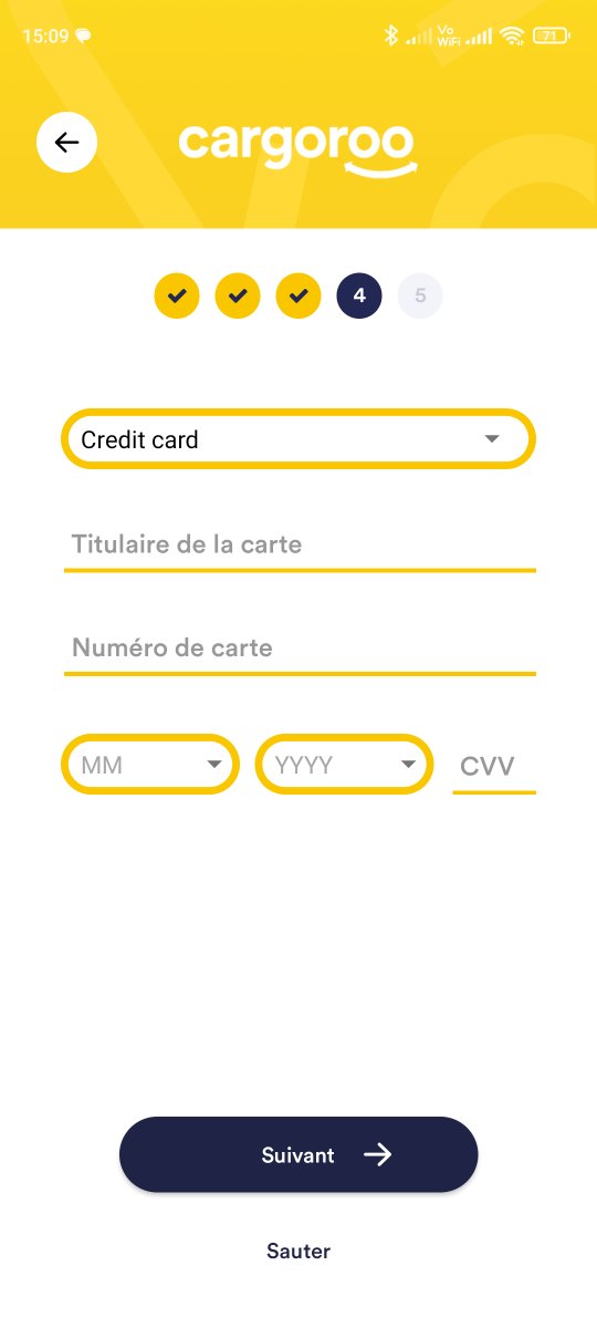 Hello <a href="/CargorooBike/">Cargoroo</a> 
Inscription louer 1 cargo Velo'v : au moment où vs demandez la CB... on ne sait pas à quoi ça va servir. Vous ne parlez ni de tarif, ni de mode de fonctionnement (abonnement ? recharge ? à l'usage ?), ni de caution. 1 phrase d'explication serait rassurante !