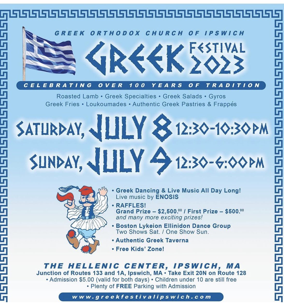 EnosisMusic's tweet photo. We will be performing at the Ipswich Greek Festival July 8 &amp; 9 - the countdown begins! Afternoon and evening shows Saturday, afternoon show on Sunday. Don’t miss it! https://t.co/K2c3wjXg0T