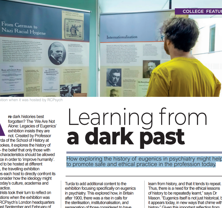 rcpsychReads's tweet photo. Learning from a dark past: how exploring the history of eugenics in psychiatry might help  to promote safe and ethical practice in the profession today.

Check out the article in Insight about our recent exhibition with @mariusturda https://t.co/MUjeszOWFq