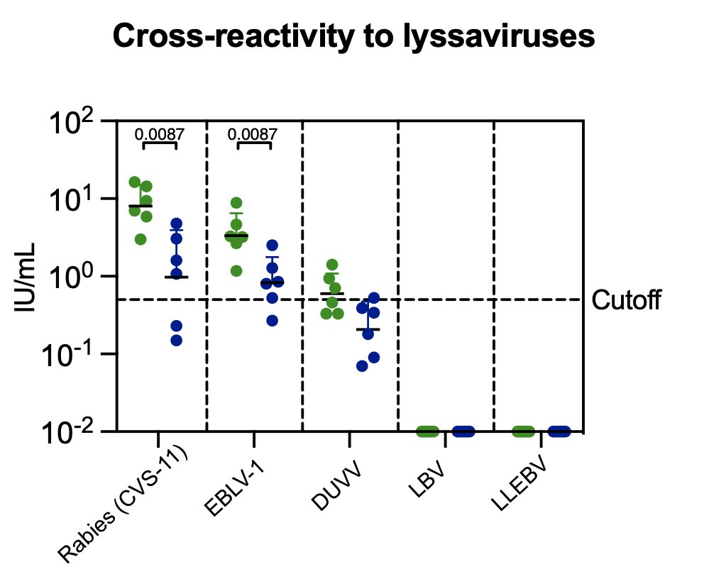 CerveiraRodrigo's tweet photo. 9/10 Finally, the polyclonal responses and high antibody titers were also translatable to higher cross-neutralization to other lyssaviruses. https://t.co/3Ye6dYg1EN