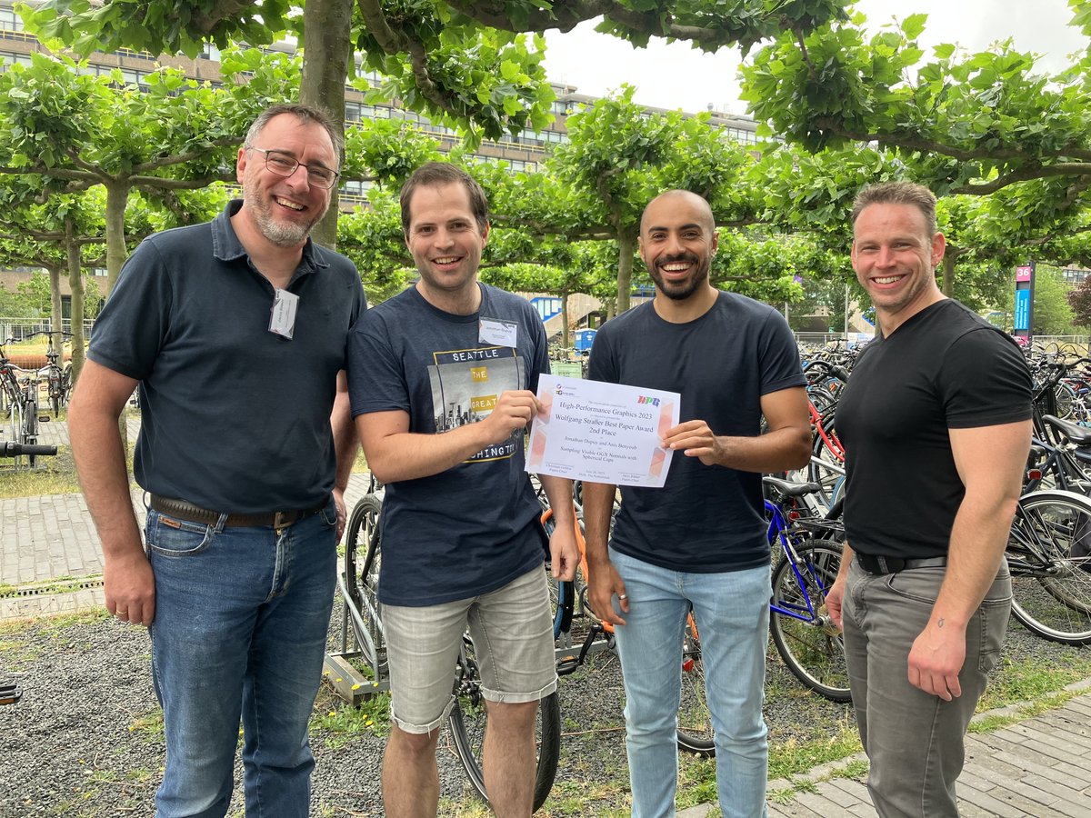 Eric Heitz (@eric_heitz) on Twitter photo Really proud that our Grenoble Graphics team won the 1st and 2nd Best Paper Awards at <a href="/HPG_Conf/">High-Perf Graphics</a> 2023.
<a href="/thomasdeliot/">Thomas Deliot</a> and <a href="/_Laurent/">Laurent Belcour</a> won the 1st place with their real-time glints
Jonathan Dupuy and <a href="/Auzaiffe/">Anis Benyoub</a>
won the 2nd place with their GGX VNDF sampling
ggx-research.github.io/publications.h… Really proud that our Grenoble Graphics team won the 1st and 2nd Best Paper Awards at <a href="/HPG_Conf/">High-Perf Graphics</a> 2023.
<a href="/thomasdeliot/">Thomas Deliot</a> and <a href="/_Laurent/">Laurent Belcour</a> won the 1st place with their real-time glints
Jonathan Dupuy and <a href="/Auzaiffe/">Anis Benyoub</a>
won the 2nd place with their GGX VNDF sampling
ggx-research.github.io/publications.h…